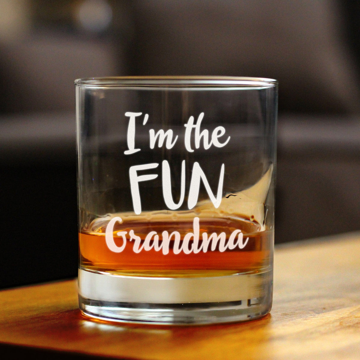 Etched Rocks Glass | 10.25 oz Whiskey Glass | Dishwasher Safe | Fun Grandma