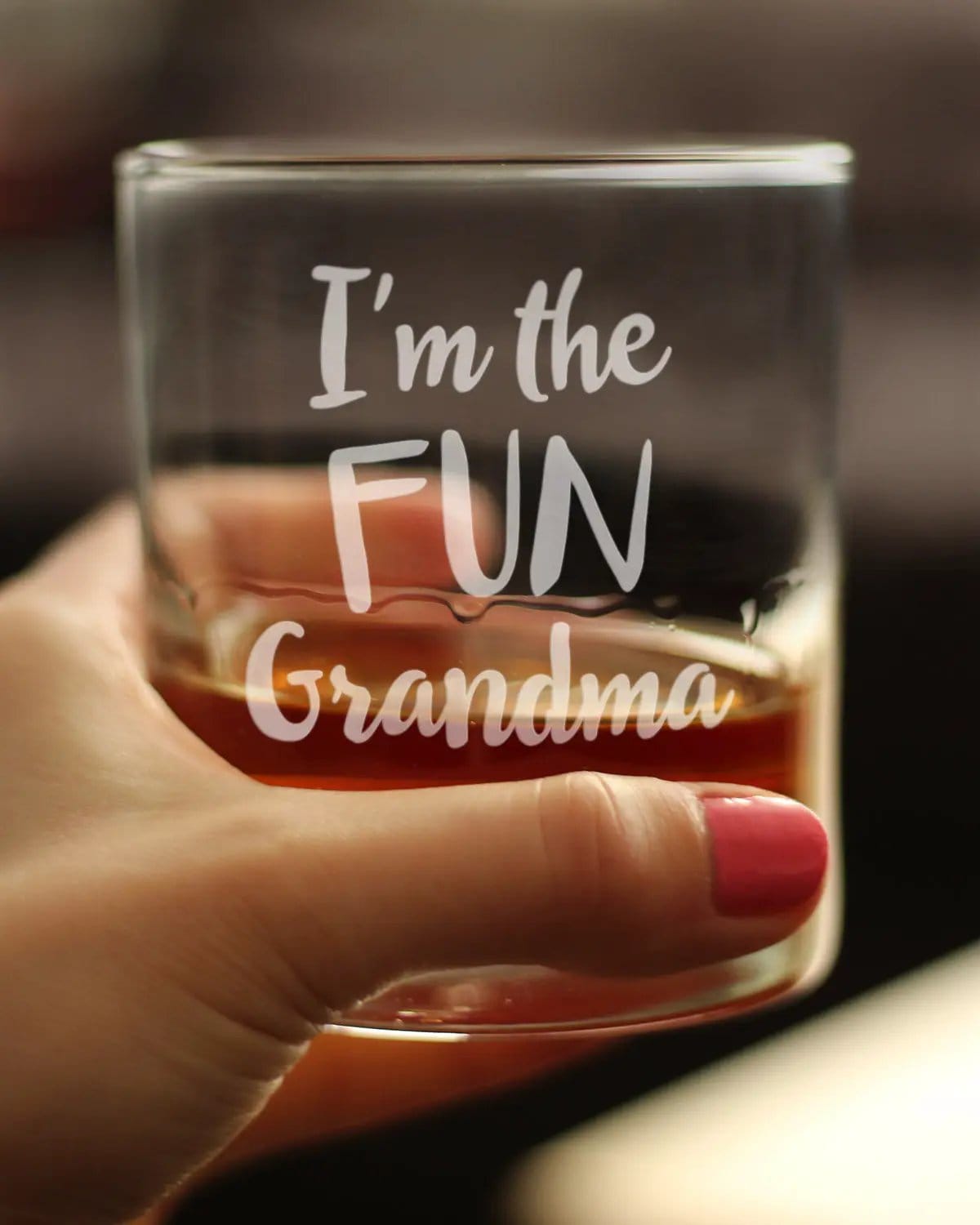 Etched Rocks Glass | 10.25 oz Whiskey Glass | Dishwasher Safe | Fun Grandma