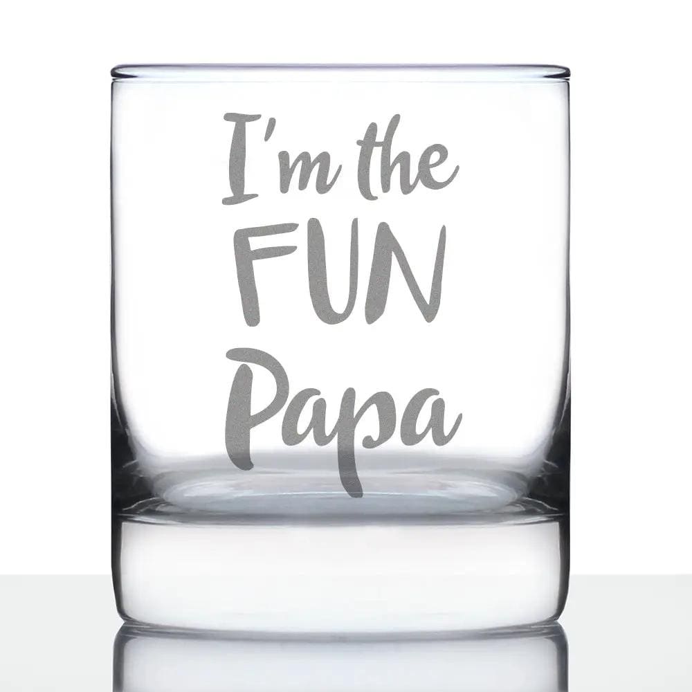 Etched Rocks Glass | 10 oz Whiskey Glass | Dishwasher Safe | I'm the Fun Papa