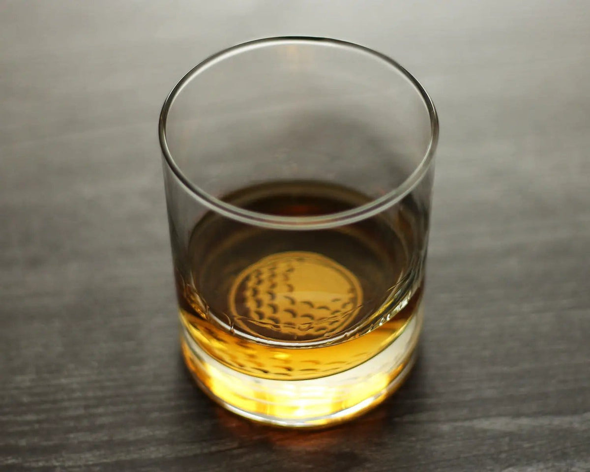 Etched Rocks Glass | 10 oz Whiskey Glass | Dishwasher Safe | Golf Ball