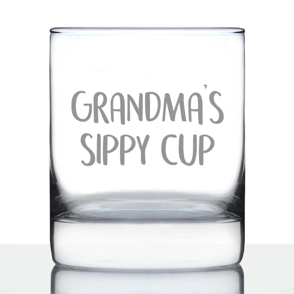 Etched Rocks Glass | 10.25 oz Whiskey Glass | Dishwasher Safe | Grandma's Sippy Cup