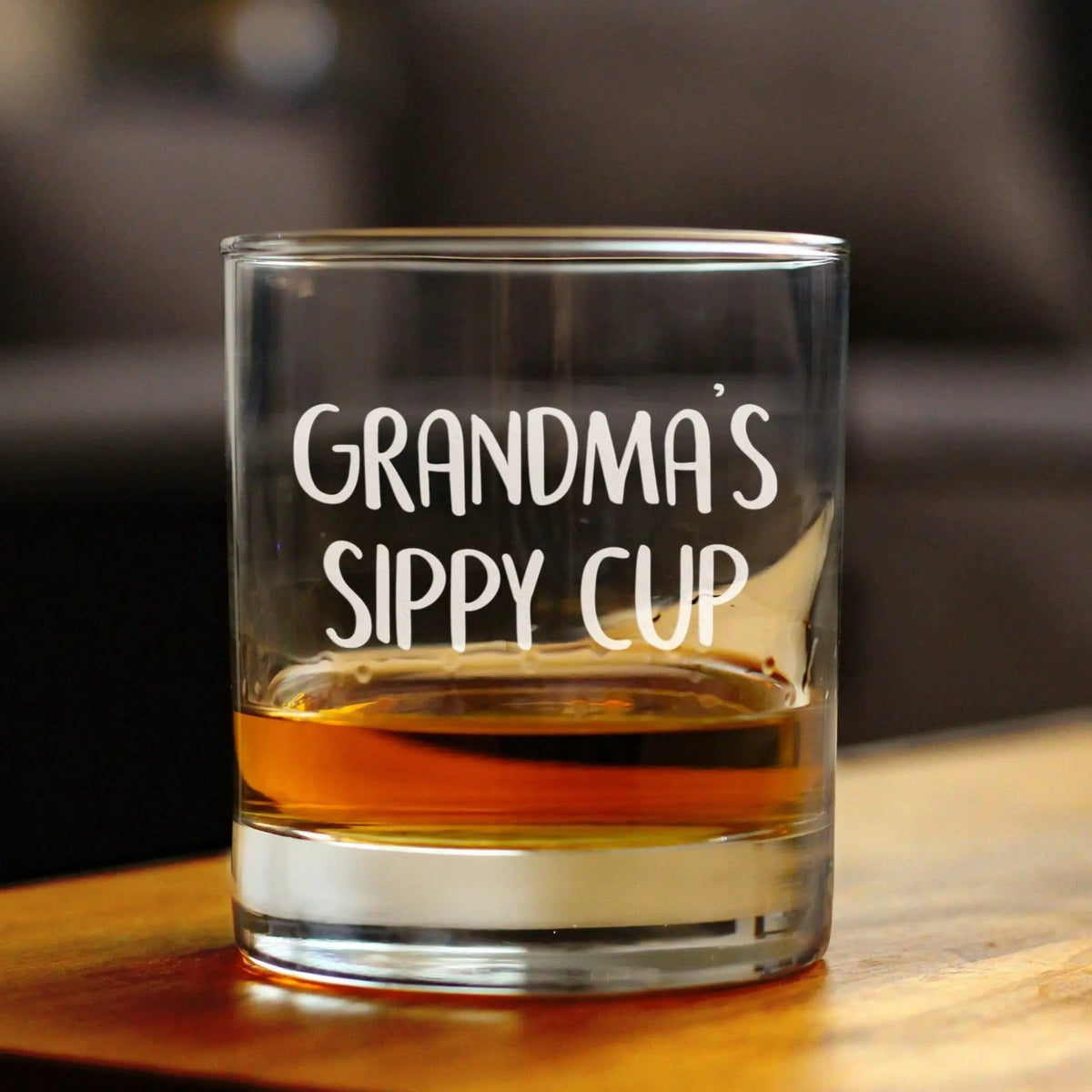 Etched Rocks Glass | 10.25 oz Whiskey Glass | Dishwasher Safe | Grandma's Sippy Cup