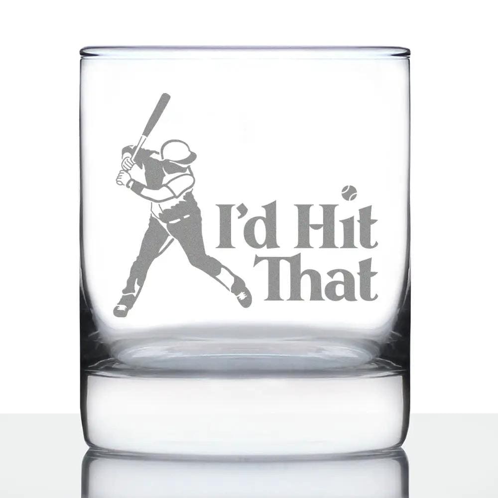 Etched Rocks Glass | 10.25 oz Whiskey Glass | Dishwasher Safe | I'd Hit That (Style 2)