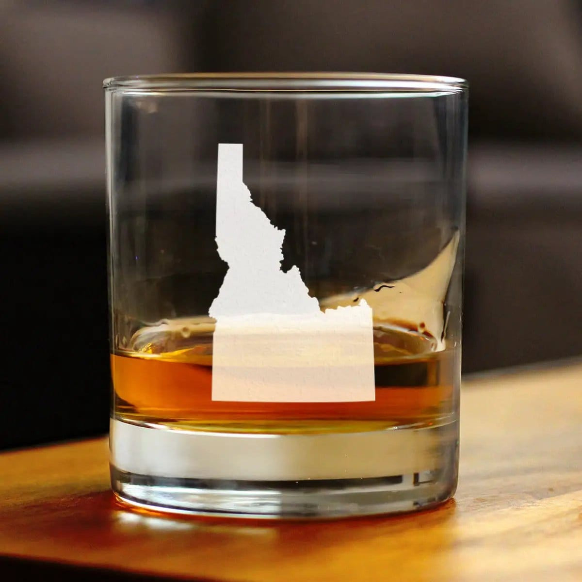 Etched Rocks Glass | 10.25 oz Whiskey Glass | Dishwasher Safe | Idaho State Outline