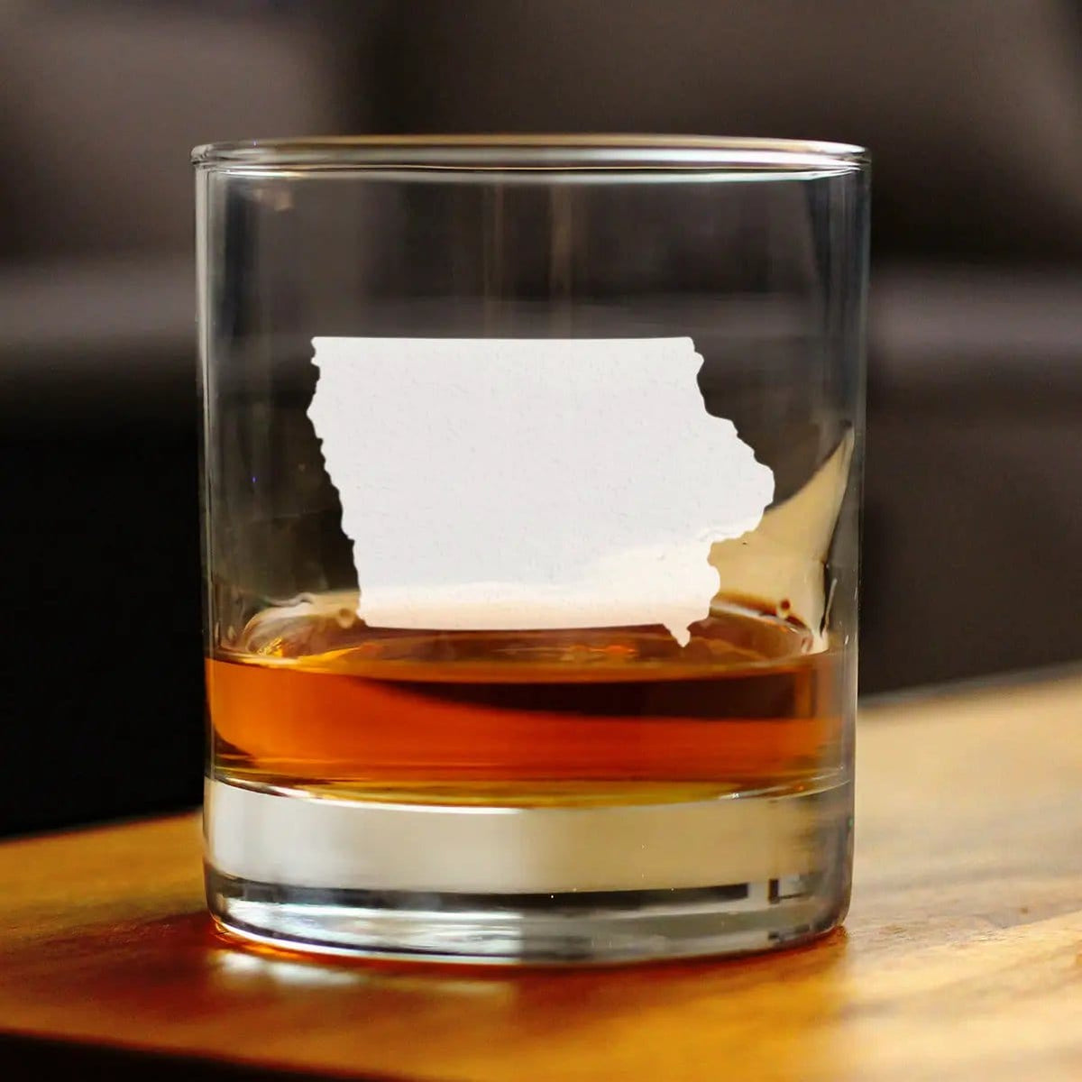Etched Rocks Glass | 10.25 oz Whiskey Glass | Dishwasher Safe | Iowa State Outline