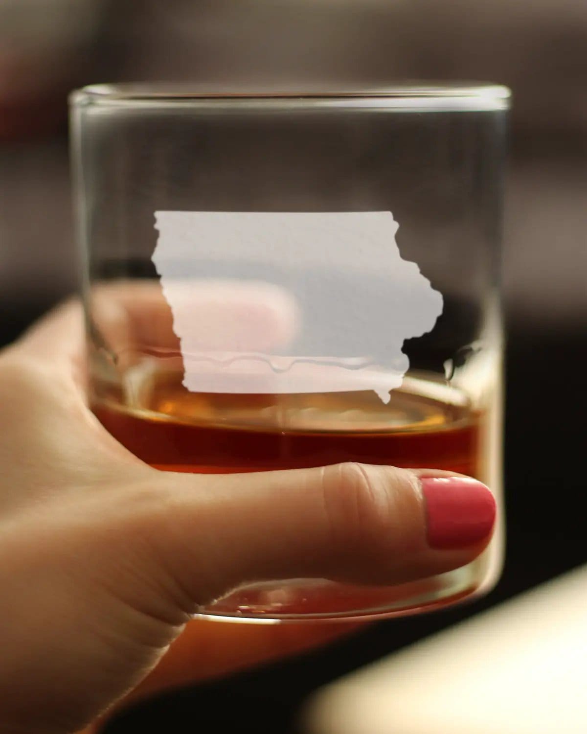 Etched Rocks Glass | 10.25 oz Whiskey Glass | Dishwasher Safe | Iowa State Outline