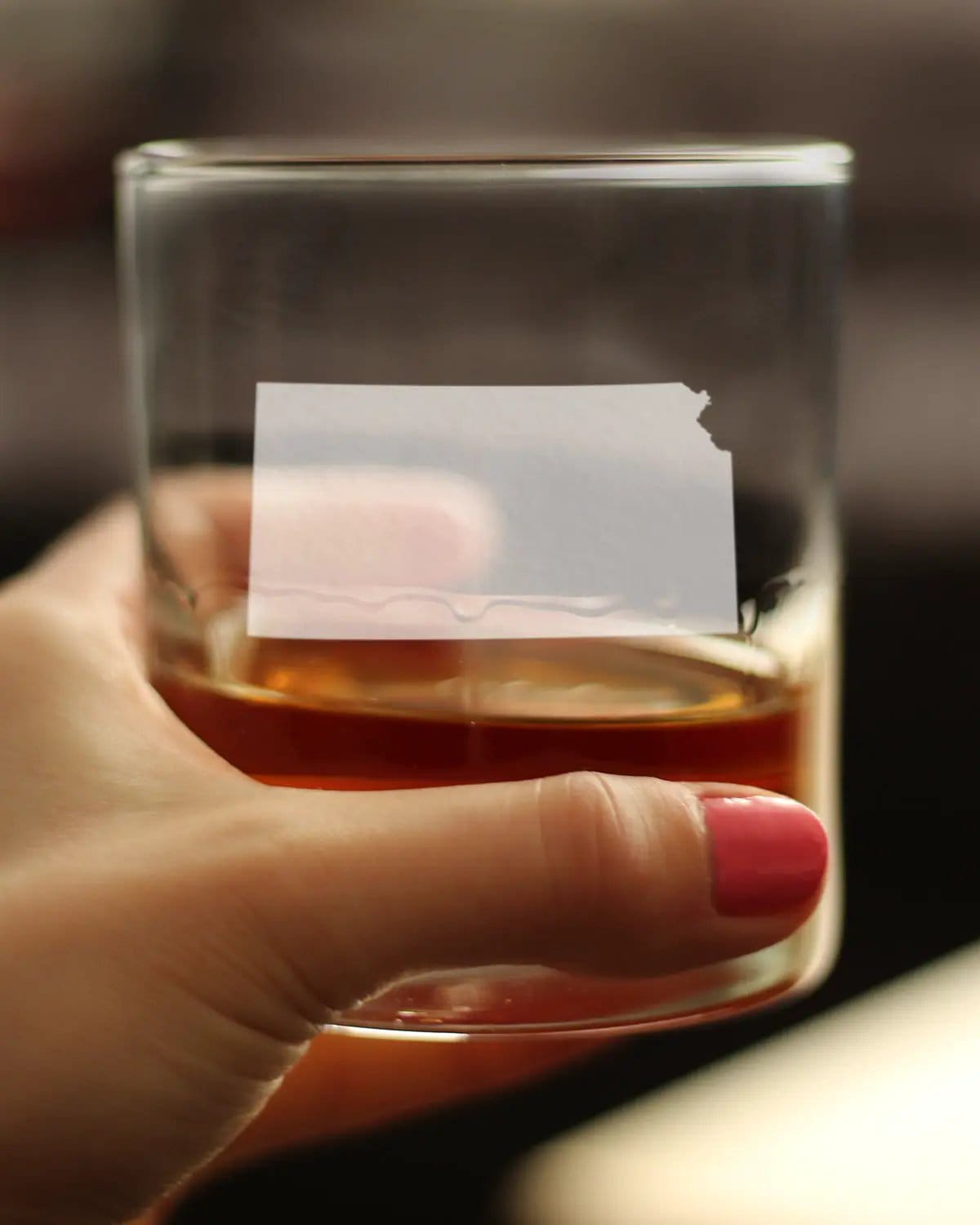 Etched Rocks Glass | 10.25 oz Whiskey Glass | Dishwasher Safe | Kansas State Outline