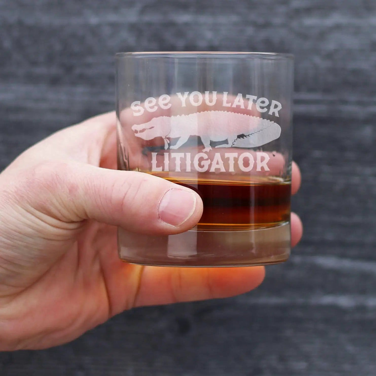 Etched Rocks Glass | 10.25 oz Whiskey Glass | Dishwasher Safe | See You Later Litigator