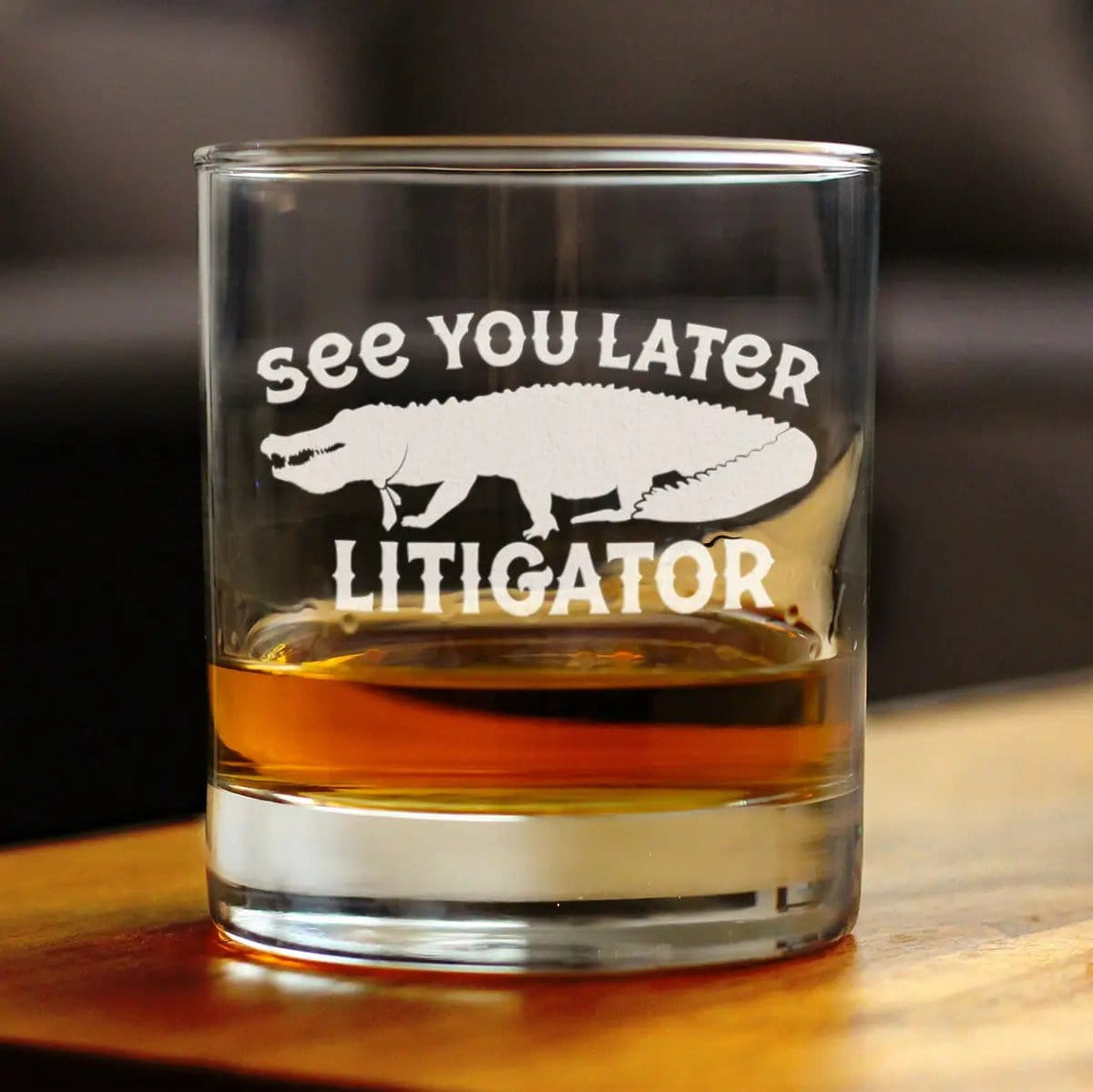 Etched Rocks Glass | 10.25 oz Whiskey Glass | Dishwasher Safe | See You Later Litigator
