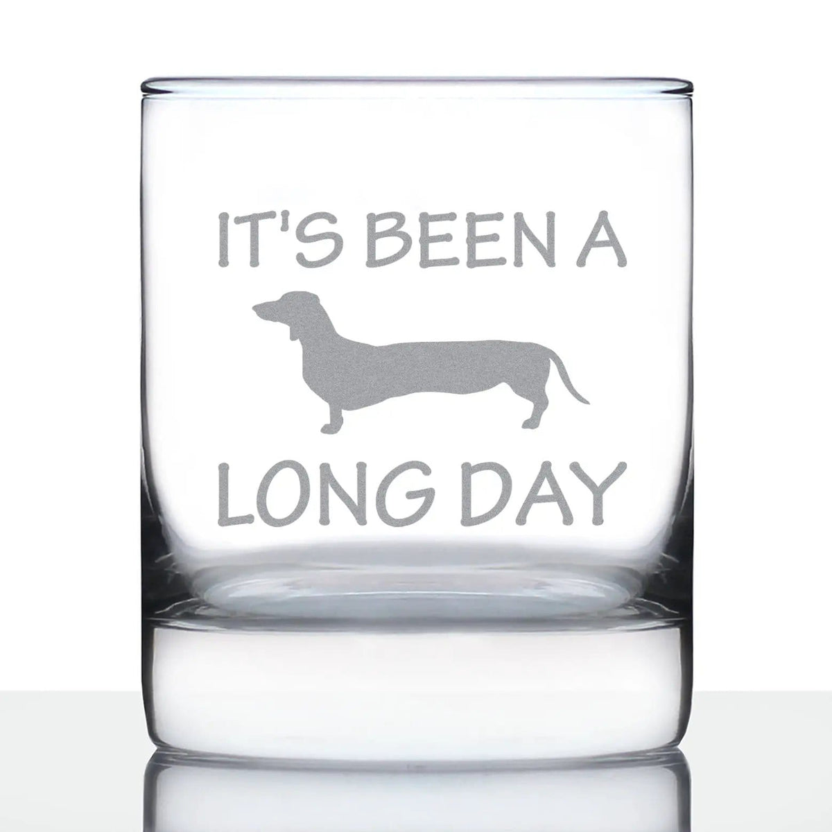Etched Stemless Wine Glass | 17 oz | Dishwasher Safe | It's Been a Long Day - Cute Dachshund Engraved