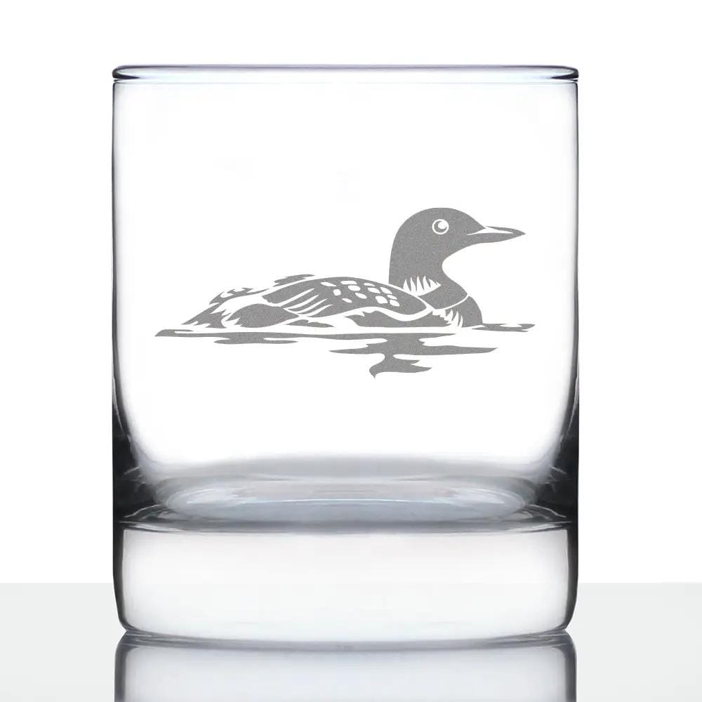Etched Rocks Glass | 10 oz Whiskey Glass | Dishwasher Safe | Loon