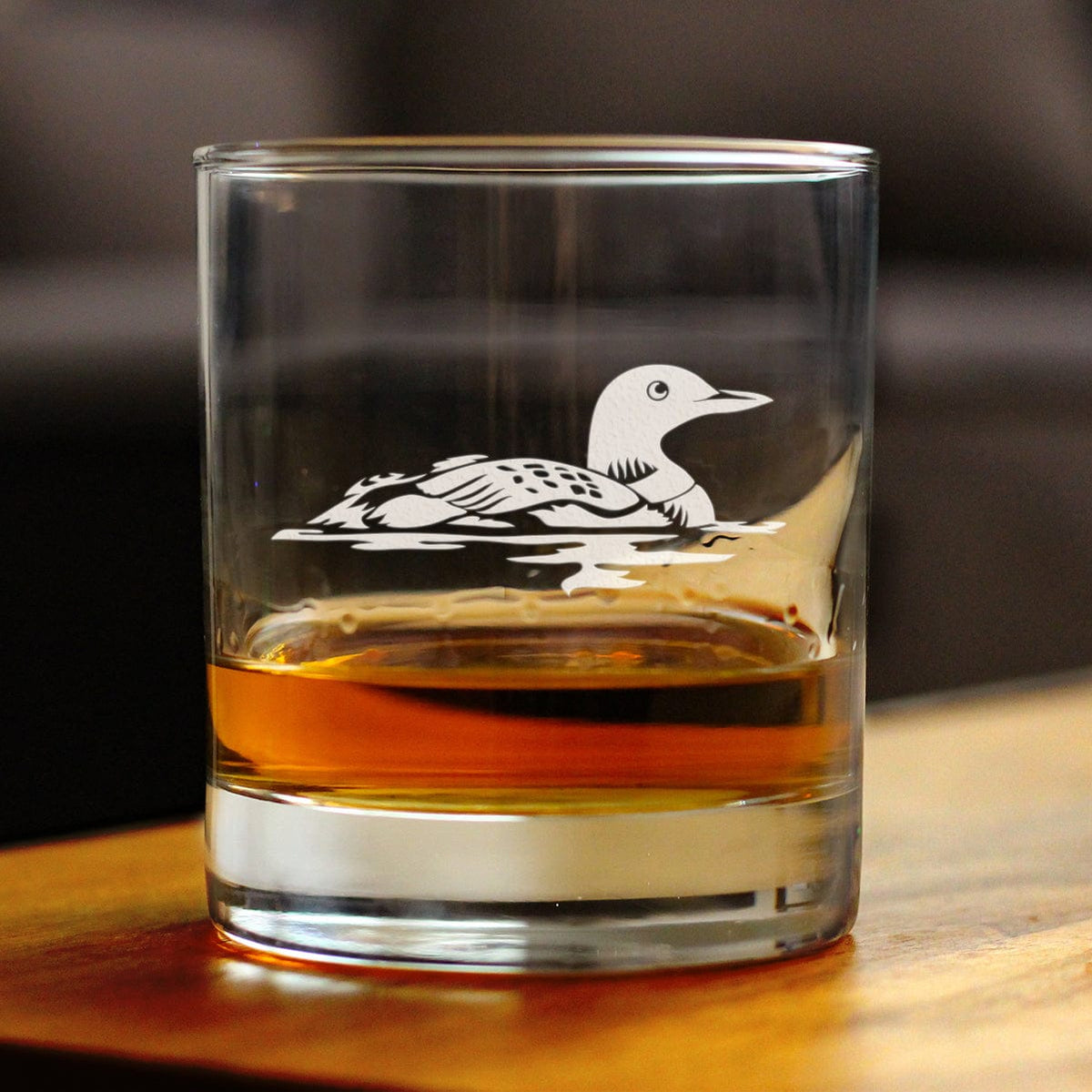 Etched Rocks Glass | 10 oz Whiskey Glass | Dishwasher Safe | Loon