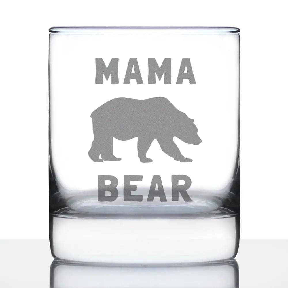 Etched Rocks Glass | 10.25 oz Whiskey Glass | Dishwasher Safe | Mama Bear