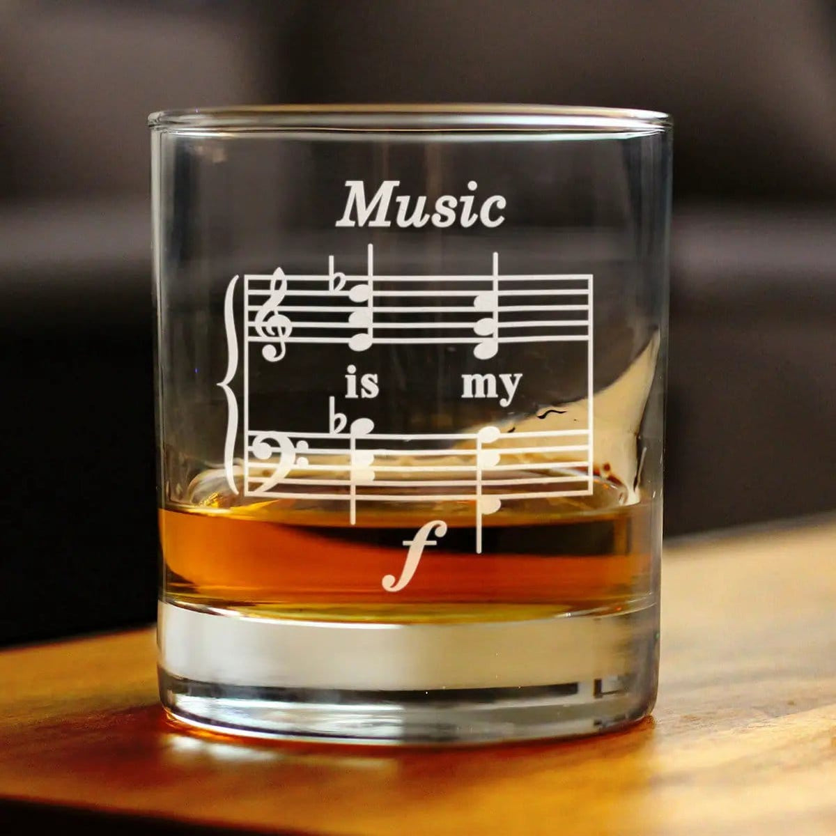 Etched Rocks Glass | 10.25 oz Whiskey Glass | Dishwasher Safe | Music Is My Forte