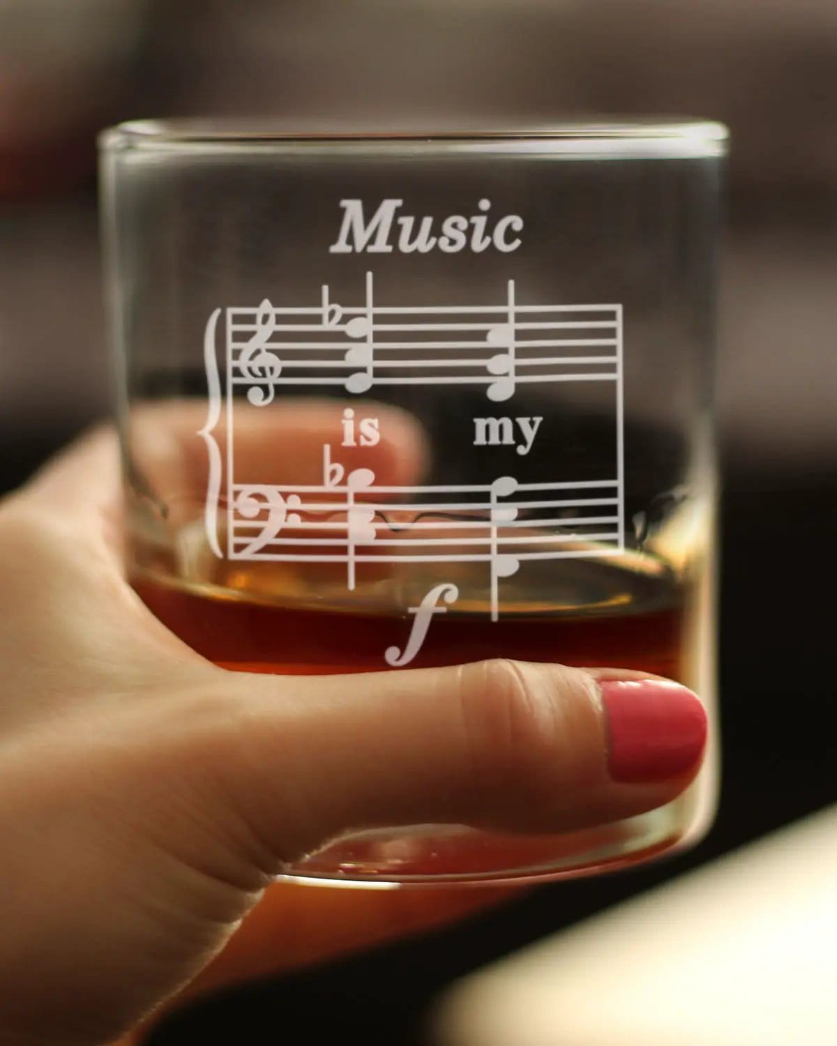 Etched Rocks Glass | 10.25 oz Whiskey Glass | Dishwasher Safe | Music Is My Forte