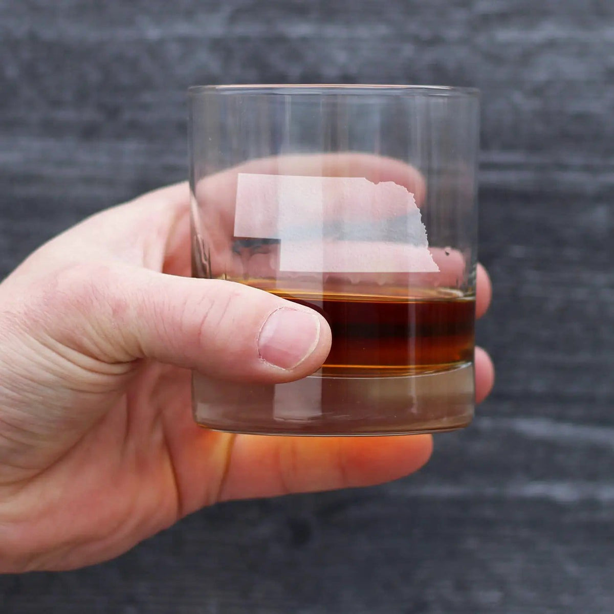 Etched Rocks Glass | 10.25 oz Whiskey Glass | Dishwasher Safe | Nebraska State Outline