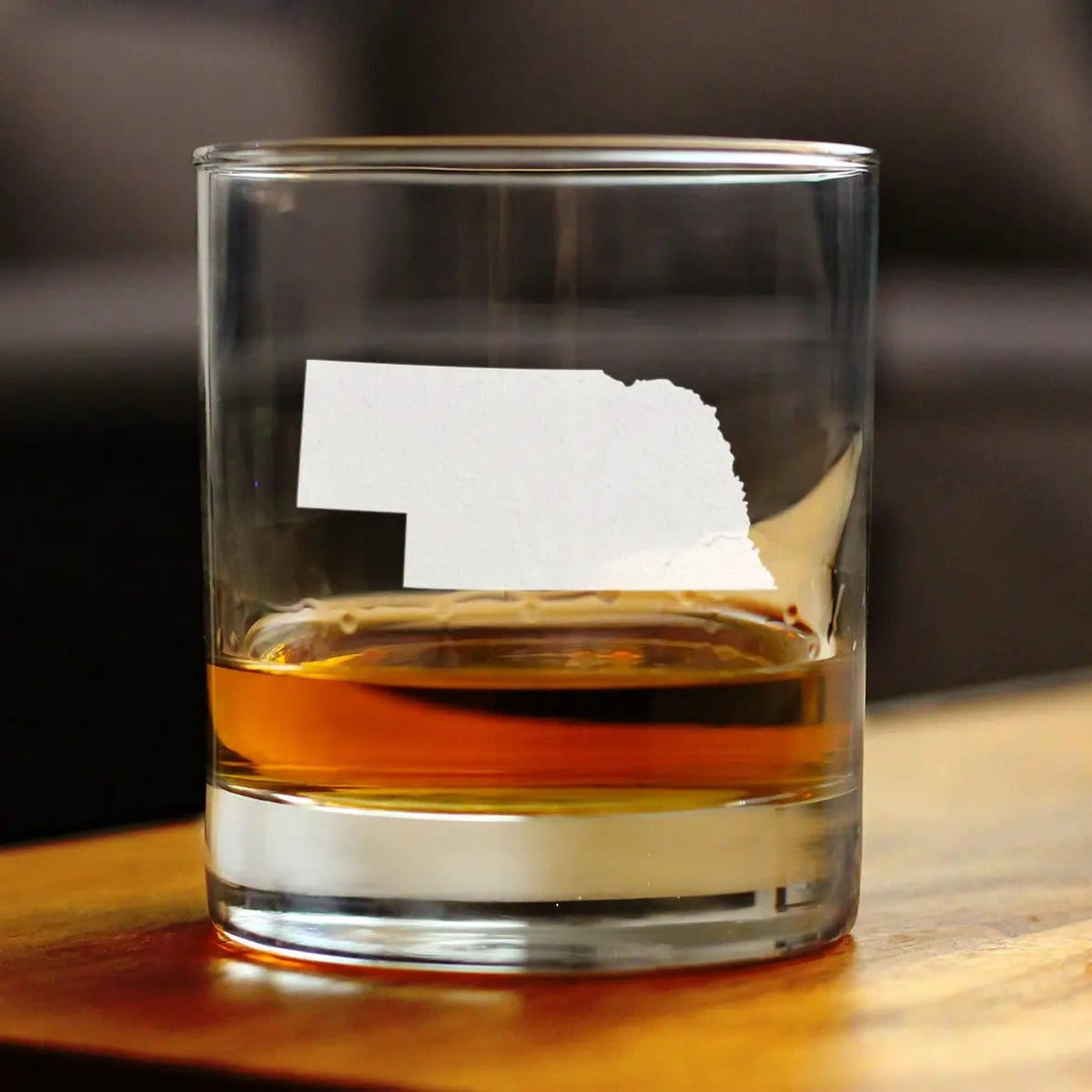 Etched Rocks Glass | 10.25 oz Whiskey Glass | Dishwasher Safe | Nebraska State Outline