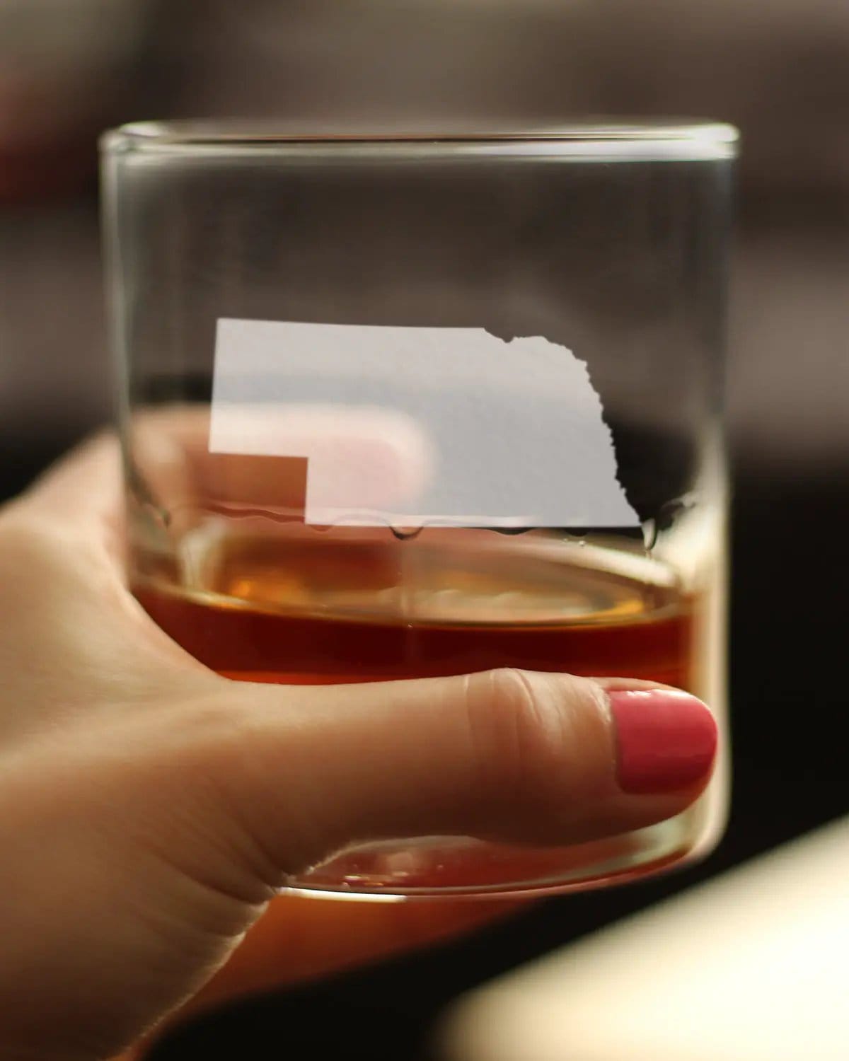 Etched Rocks Glass | 10.25 oz Whiskey Glass | Dishwasher Safe | Nebraska State Outline