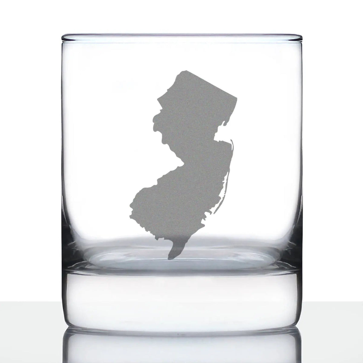 Etched Rocks Glass | 10.25 oz Whiskey Glass | Dishwasher Safe | New Jersey State Outline