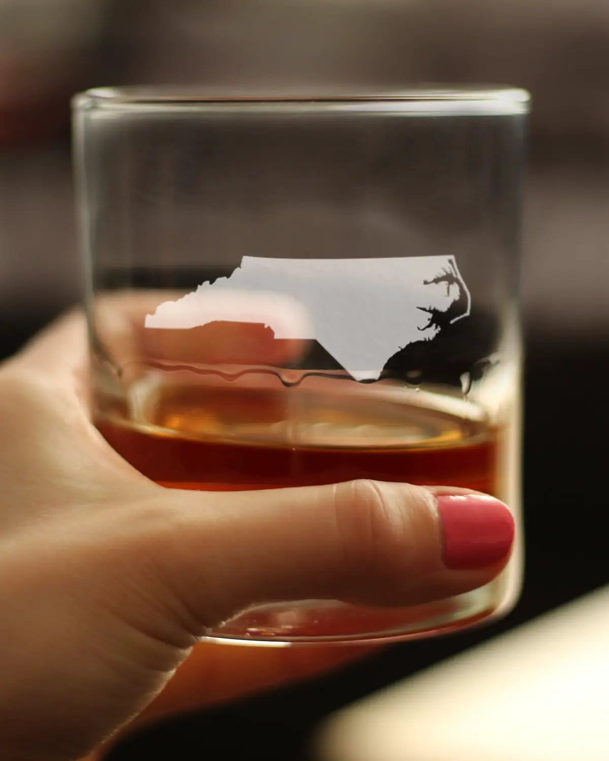 Etched Rocks Glass | 10.25 oz Whiskey Glass | Dishwasher Safe | North Carolina State Outline