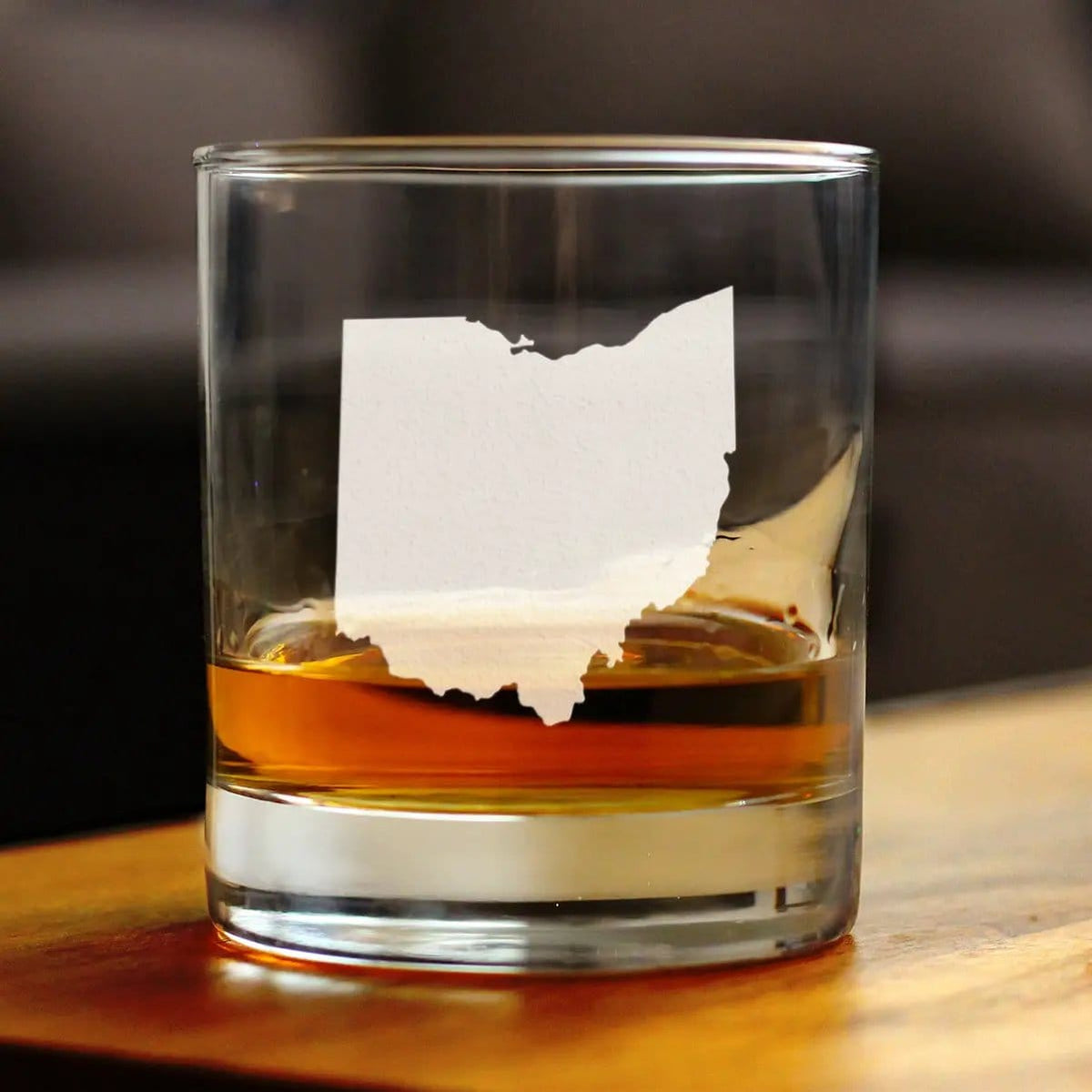 Etched Rocks Glass | 10.25 oz Whiskey Glass | Dishwasher Safe | Ohio State Outline
