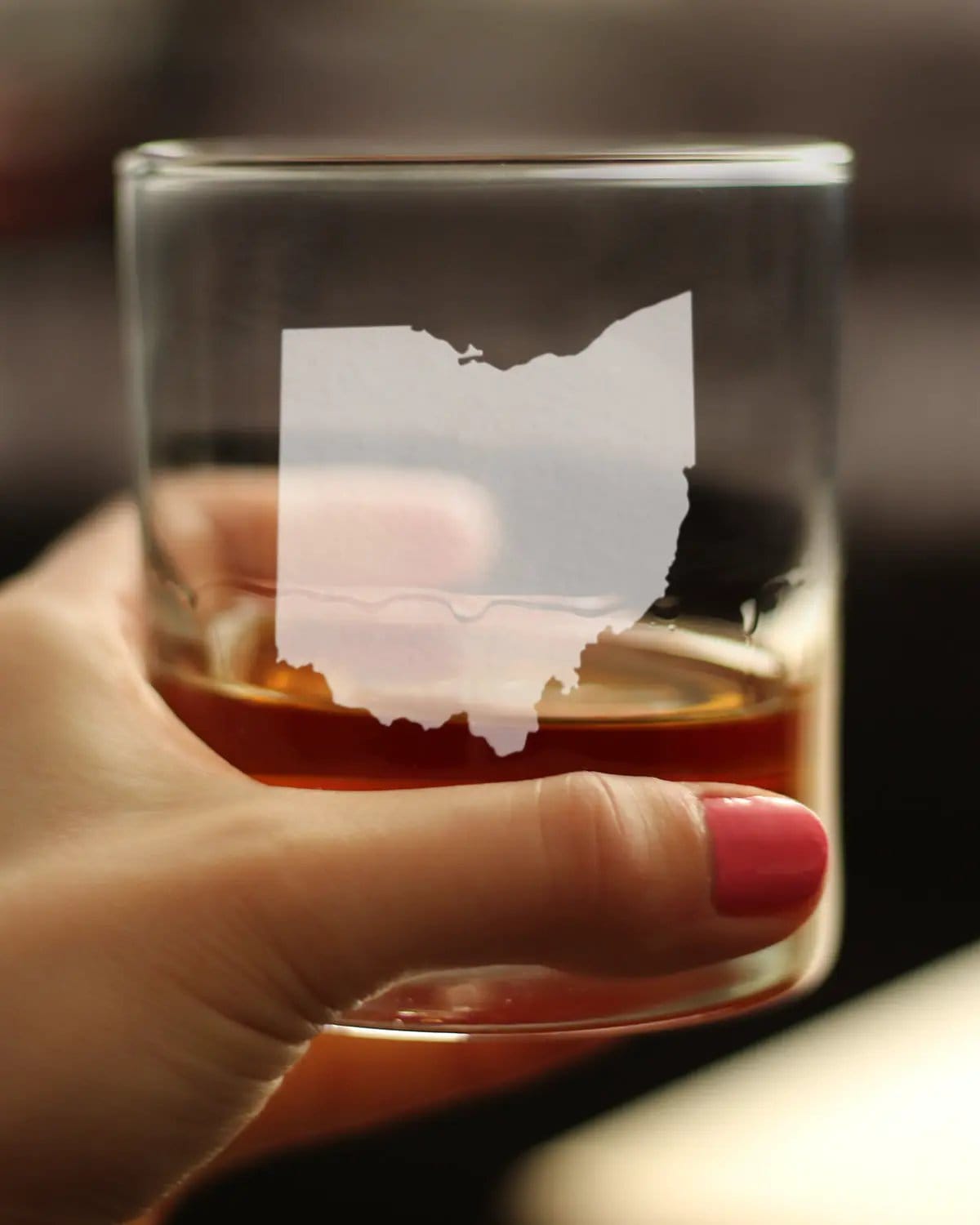 Etched Rocks Glass | 10.25 oz Whiskey Glass | Dishwasher Safe | Ohio State Outline