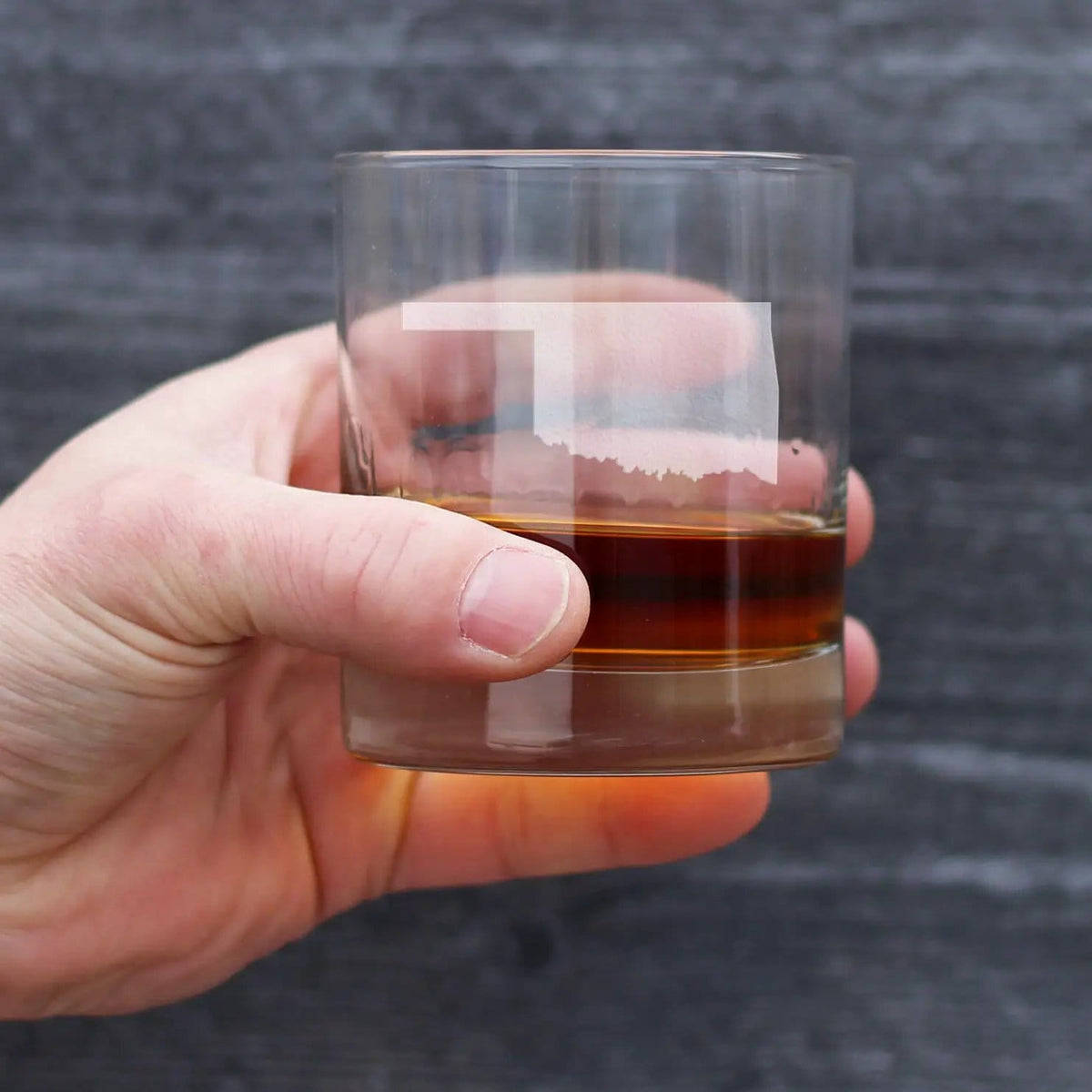 Etched Rocks Glass | 10.25 oz Whiskey Glass | Dishwasher Safe | Oklahoma State Outline