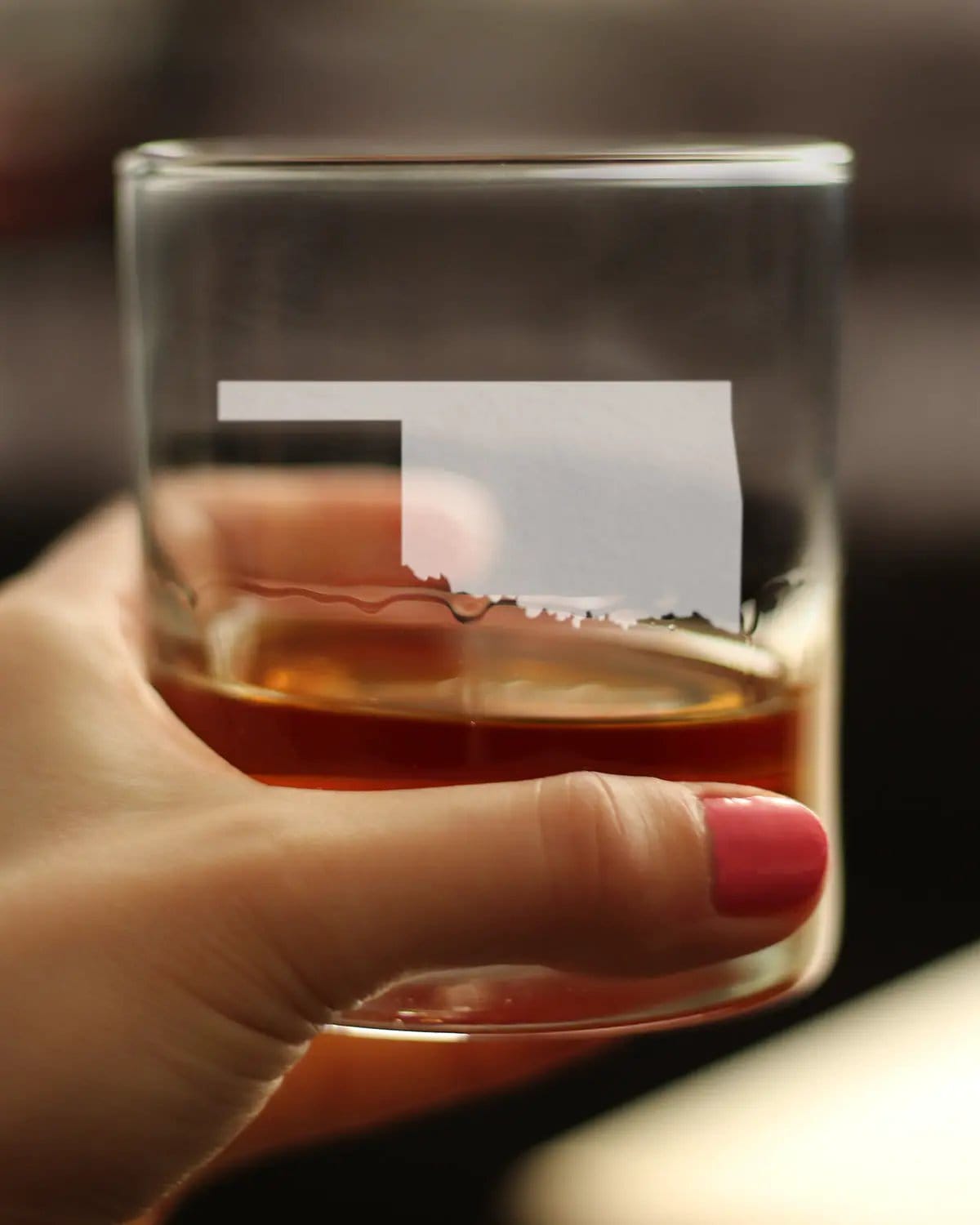 Etched Rocks Glass | 10.25 oz Whiskey Glass | Dishwasher Safe | Oklahoma State Outline