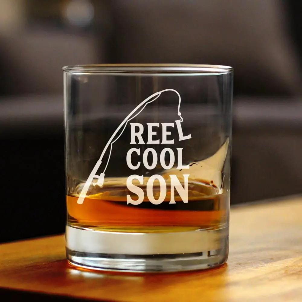 Etched Rocks Glass | 10 oz Whiskey Glass | Dishwasher Safe | Reel Cool Son