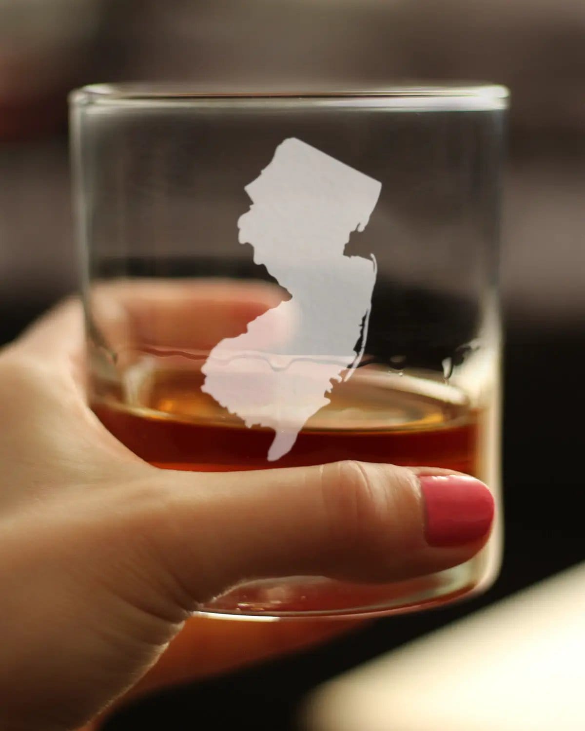 Etched Rocks Glass | 10.25 oz Whiskey Glass | Dishwasher Safe | New Jersey State Outline