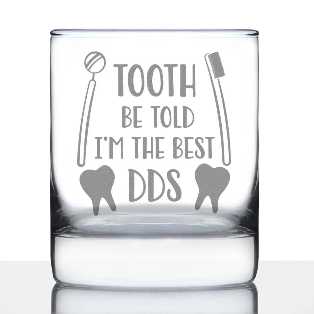 Etched Rocks Glass | 10 oz Whiskey Glass | Dishwasher Safe | Tooth Be Told