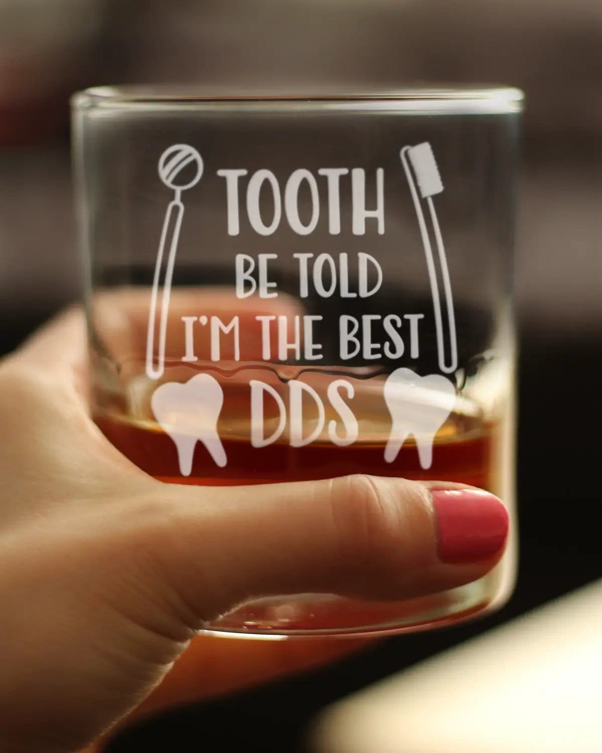 Etched Rocks Glass | 10 oz Whiskey Glass | Dishwasher Safe | Tooth Be Told