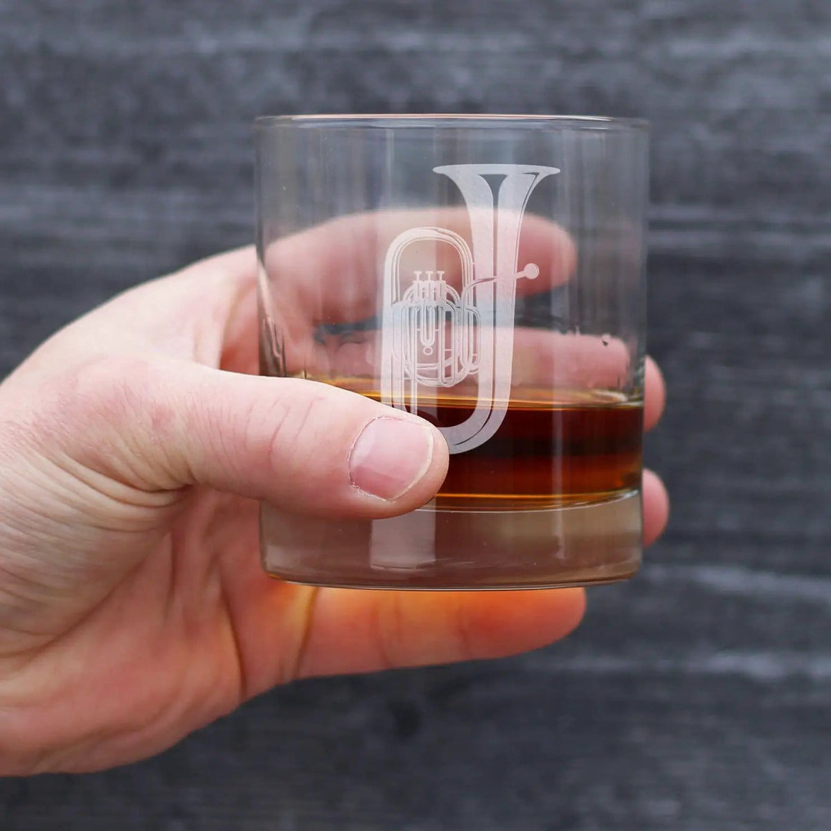 Etched Rocks Glass | 10.25 oz Whiskey Glass | Dishwasher Safe | Tuba