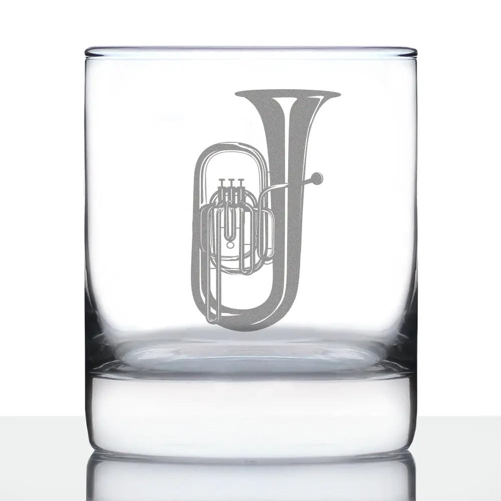 Etched Rocks Glass | 10.25 oz Whiskey Glass | Dishwasher Safe | Tuba