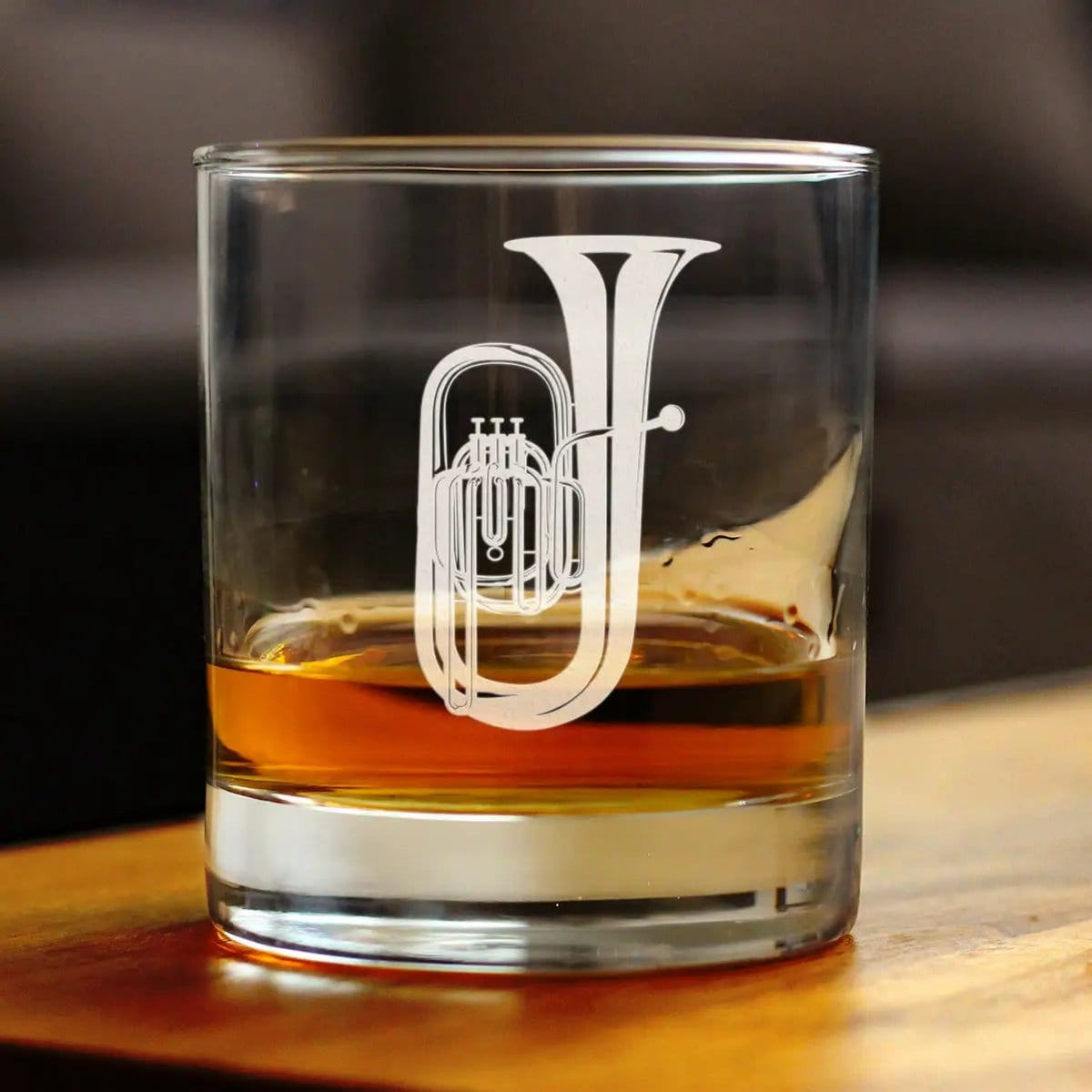 Etched Rocks Glass | 10.25 oz Whiskey Glass | Dishwasher Safe | Tuba