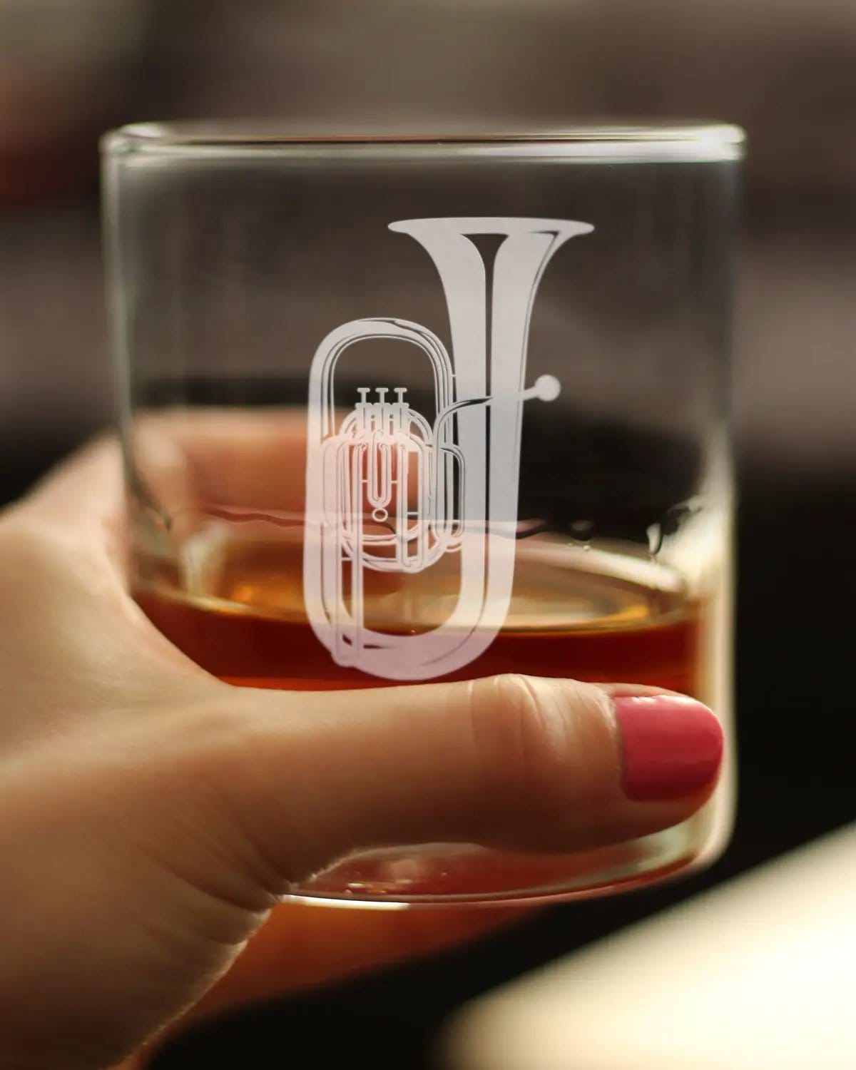Etched Rocks Glass | 10.25 oz Whiskey Glass | Dishwasher Safe | Tuba