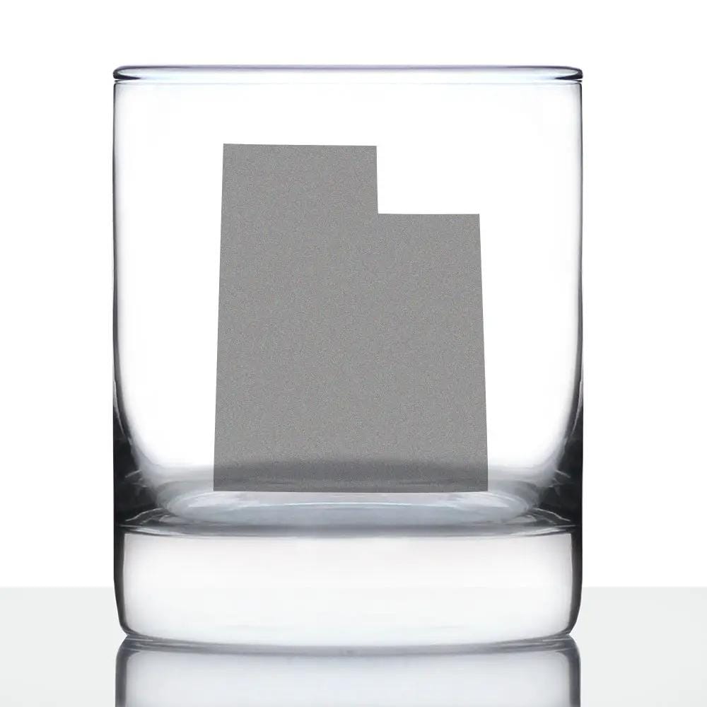 Etched Rocks Glass | 10.25 oz Whiskey Glass | Dishwasher Safe | Utah State Outline