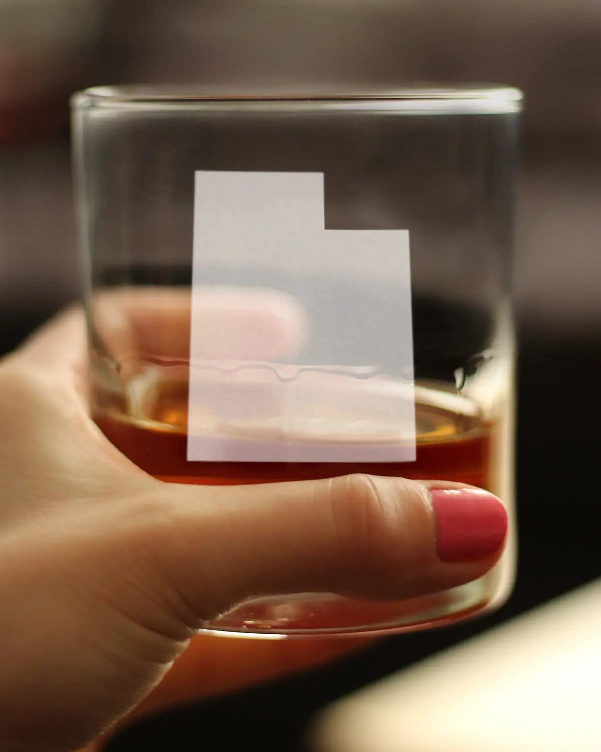 Etched Rocks Glass | 10.25 oz Whiskey Glass | Dishwasher Safe | Utah State Outline