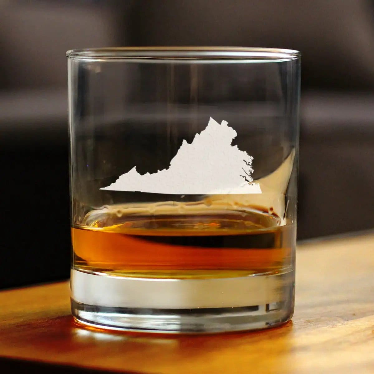 Etched Rocks Glass | 10.25 oz Whiskey Glass | Dishwasher Safe | Virginia State Outline