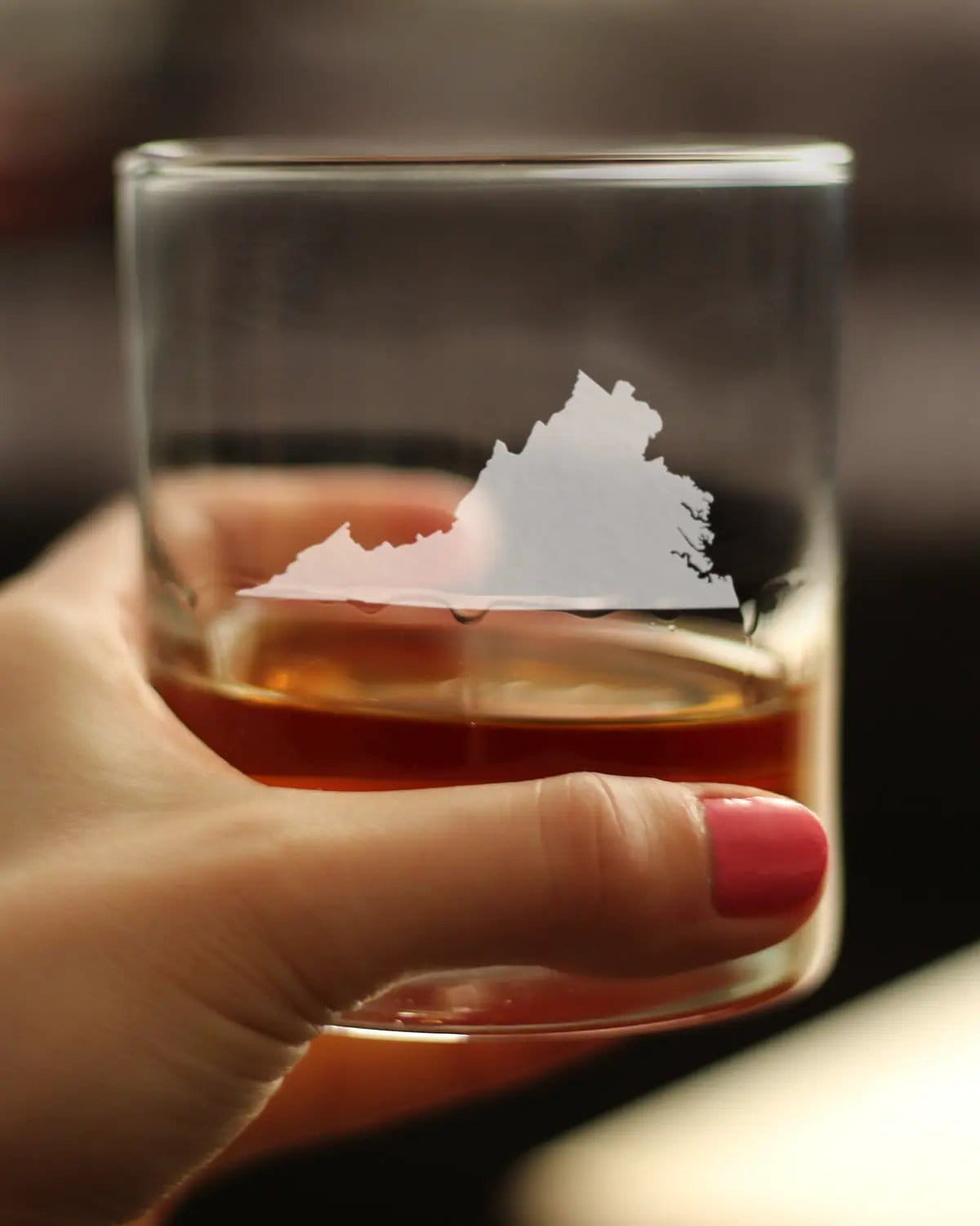 Etched Rocks Glass | 10.25 oz Whiskey Glass | Dishwasher Safe | Virginia State Outline