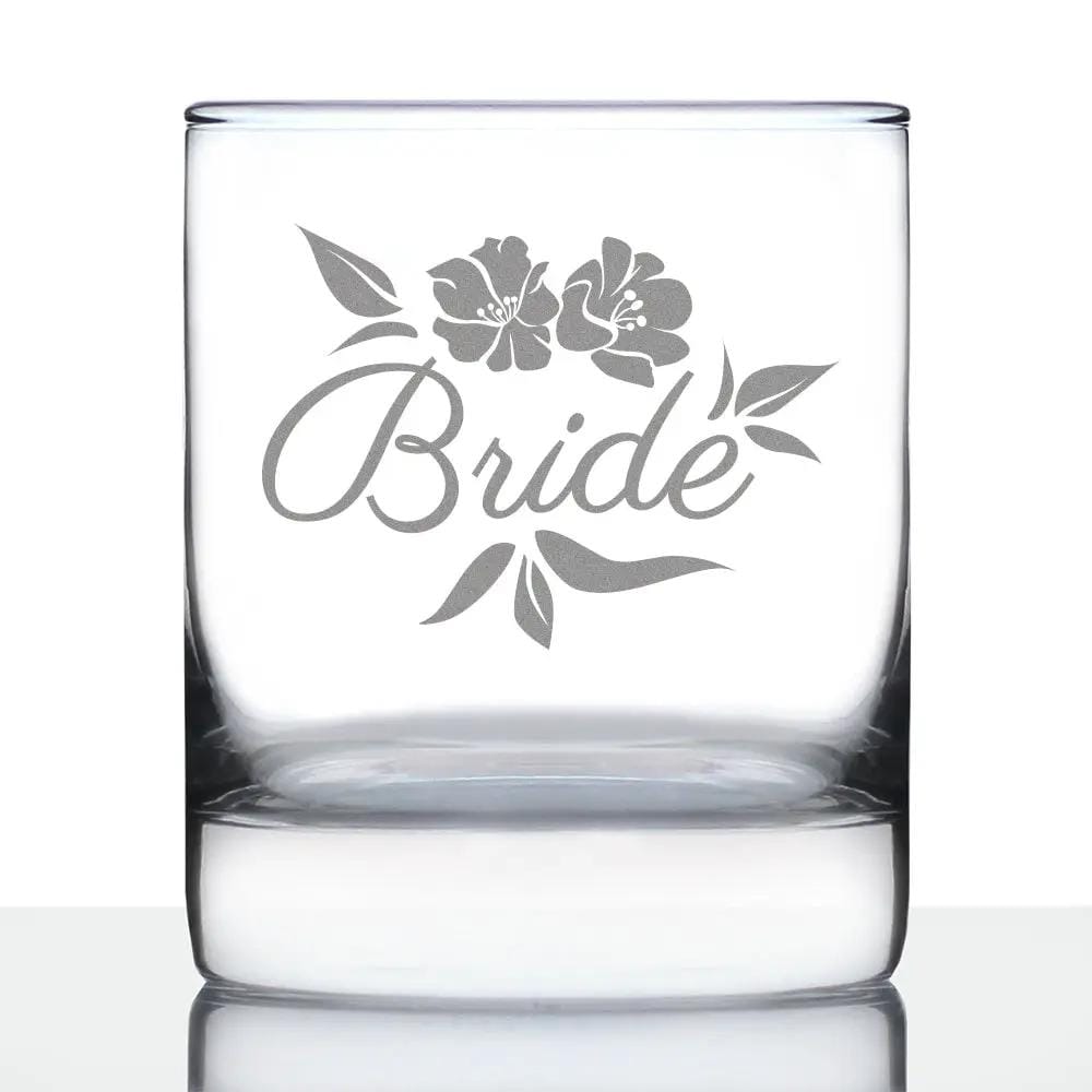 Etched Rocks Glass | 10 oz Whiskey Glass | Dishwasher Safe | Bride Old Fashioned