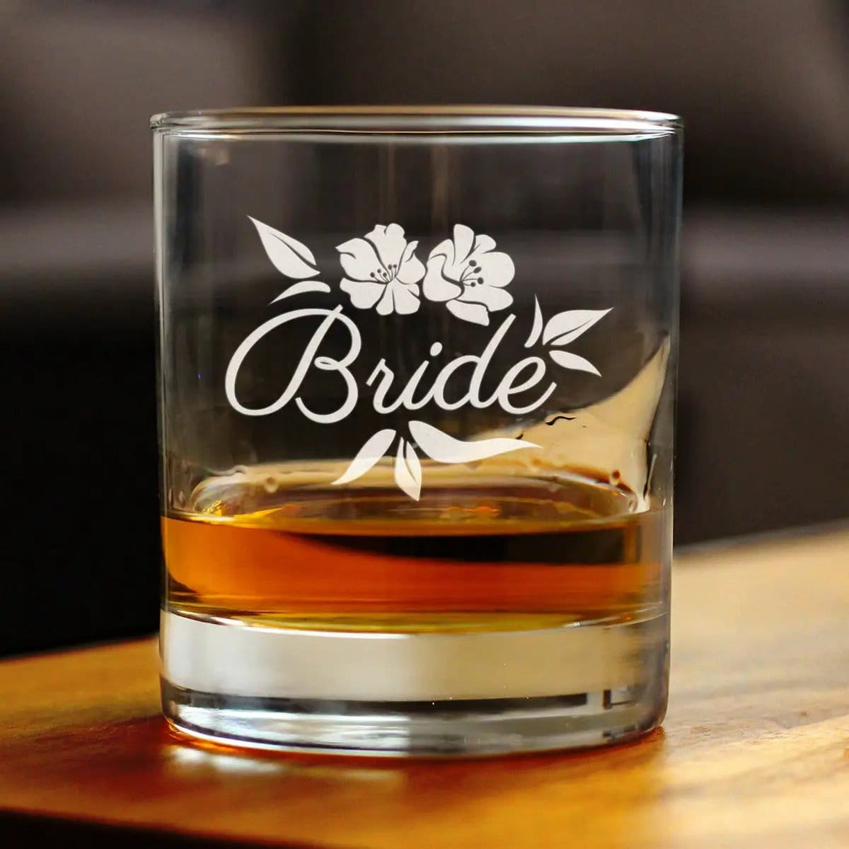 Etched Rocks Glass | 10 oz Whiskey Glass | Dishwasher Safe | Bride Old Fashioned