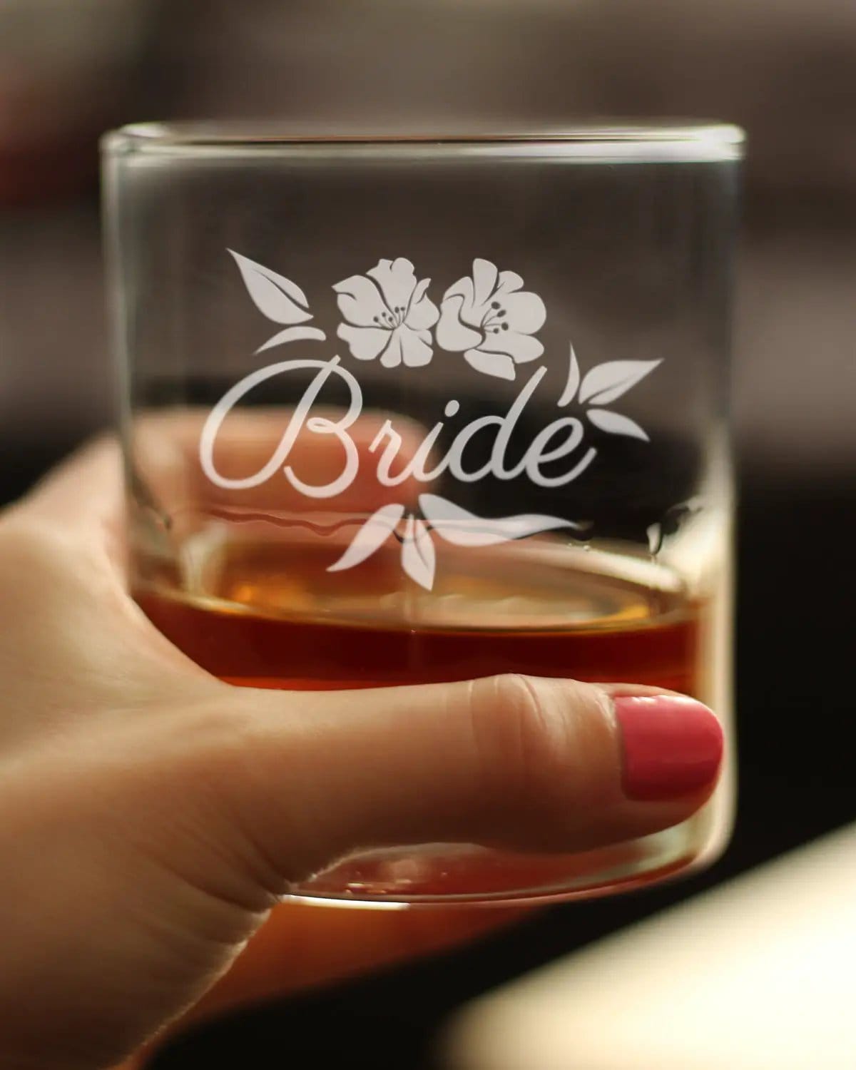 Etched Rocks Glass | 10 oz Whiskey Glass | Dishwasher Safe | Bride Old Fashioned