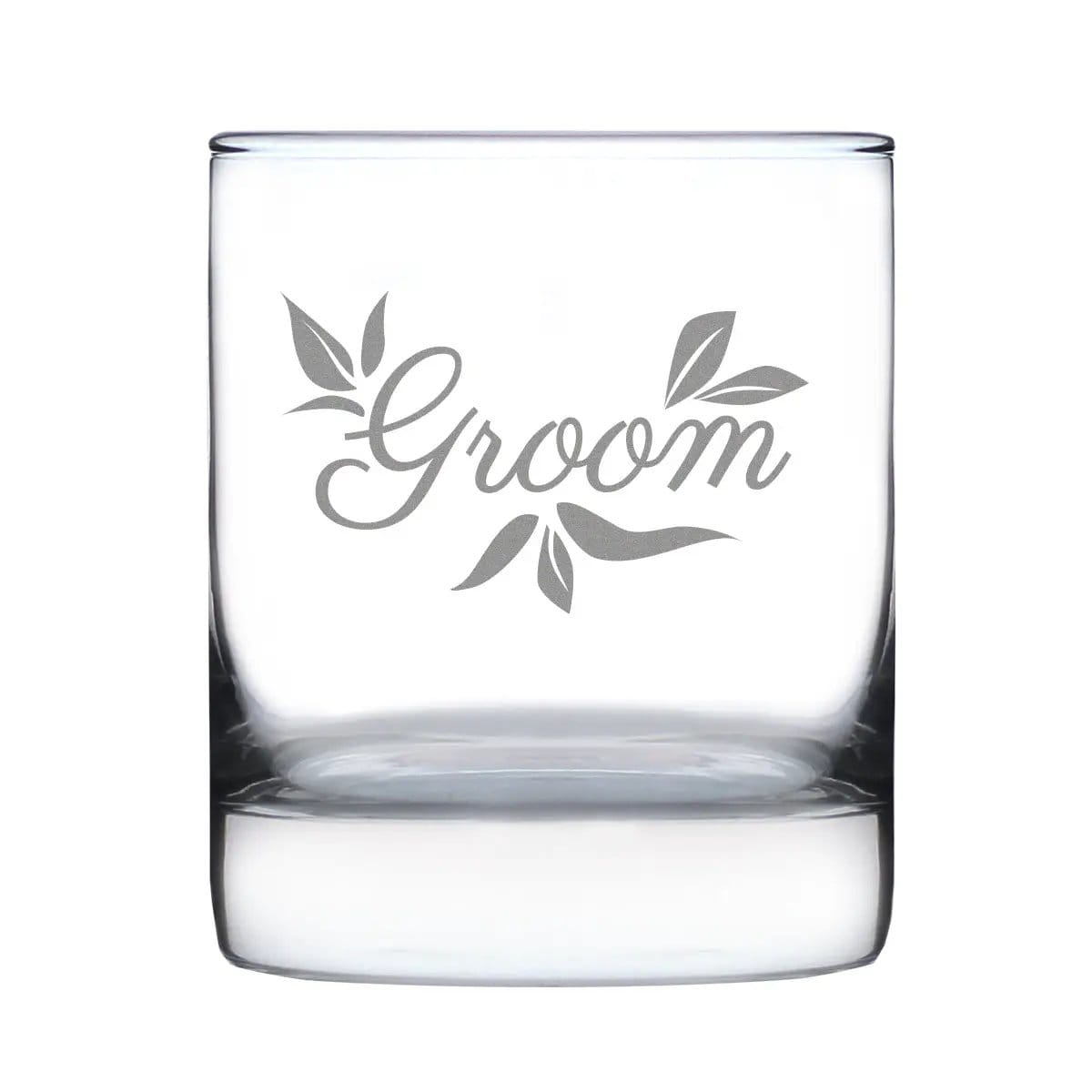 Etched Rocks Glass | 10 oz Whiskey Glass | Dishwasher Safe | Groom Old Fashioned
