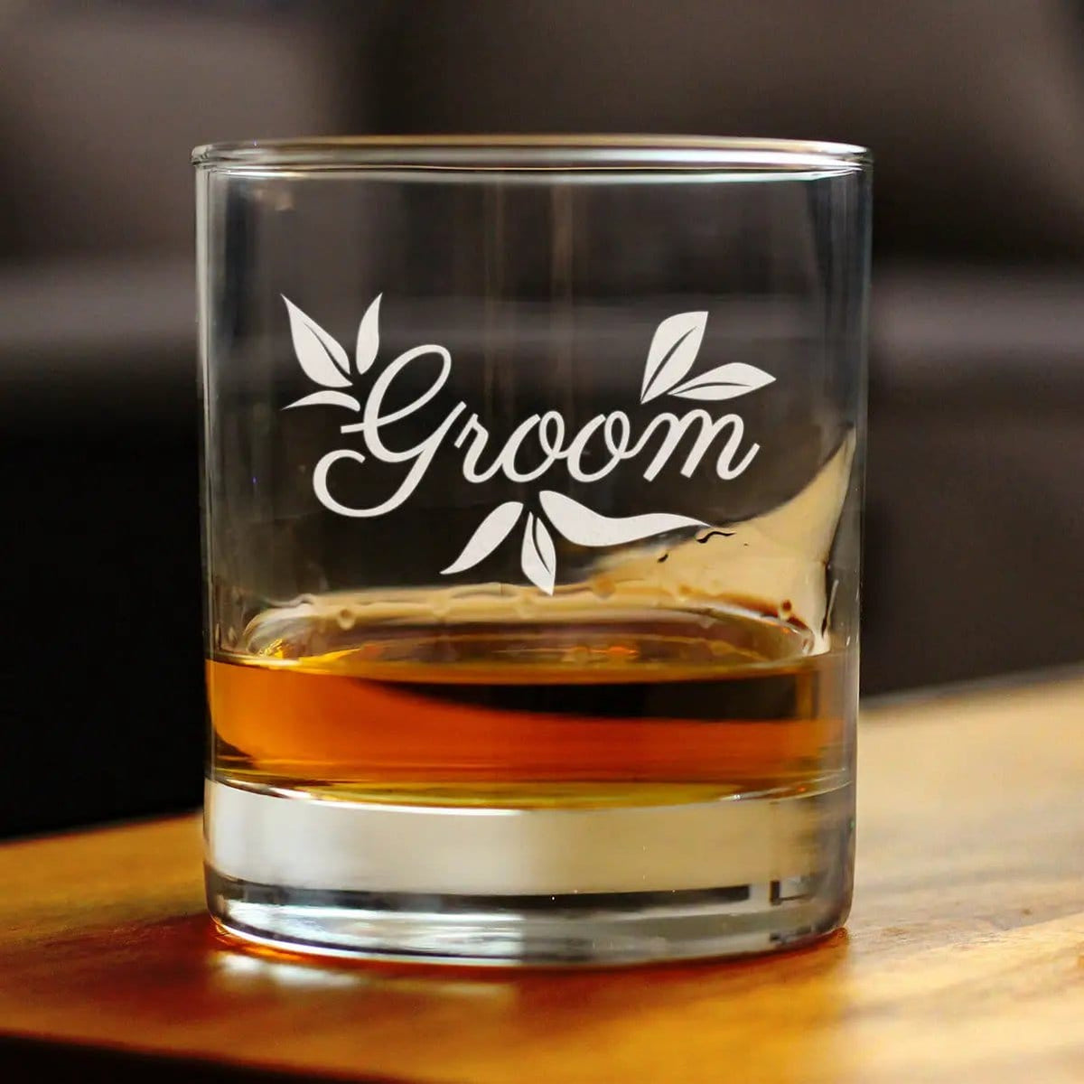 Etched Rocks Glass | 10 oz Whiskey Glass | Dishwasher Safe | Groom Old Fashioned