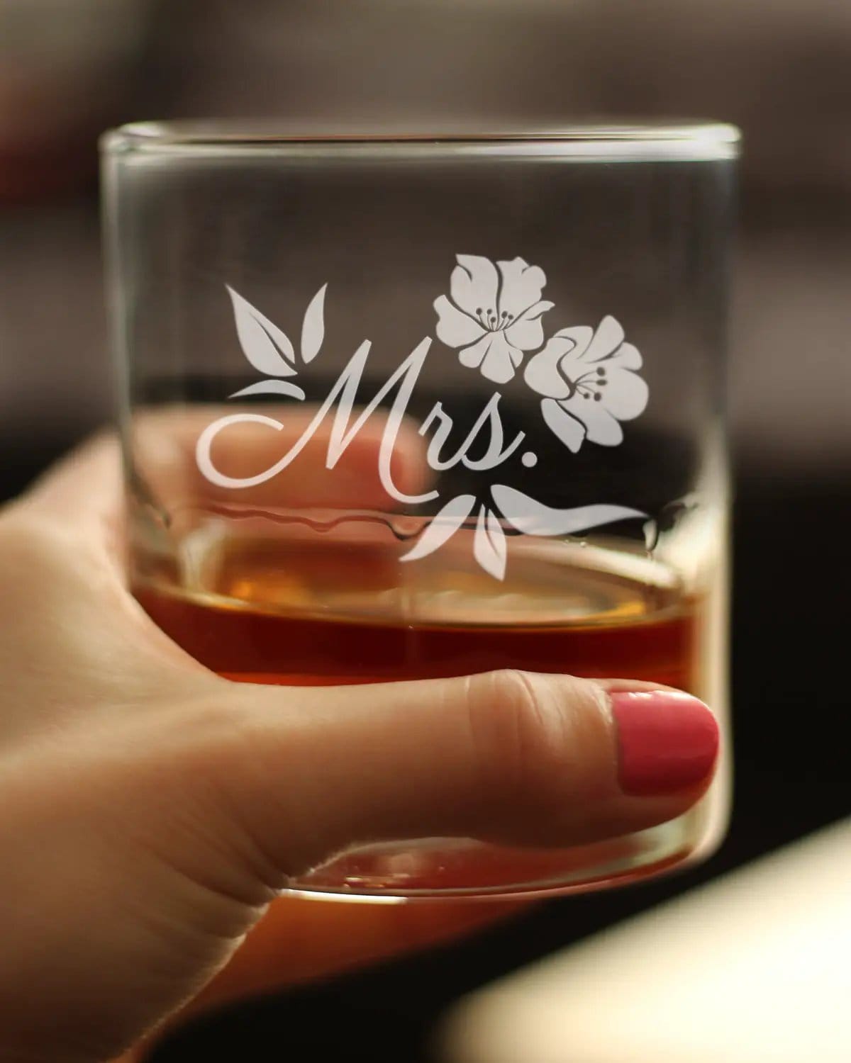 Etched Rocks Glass | 10 oz Whiskey Glass | Dishwasher Safe | Mrs. Old Fashioned