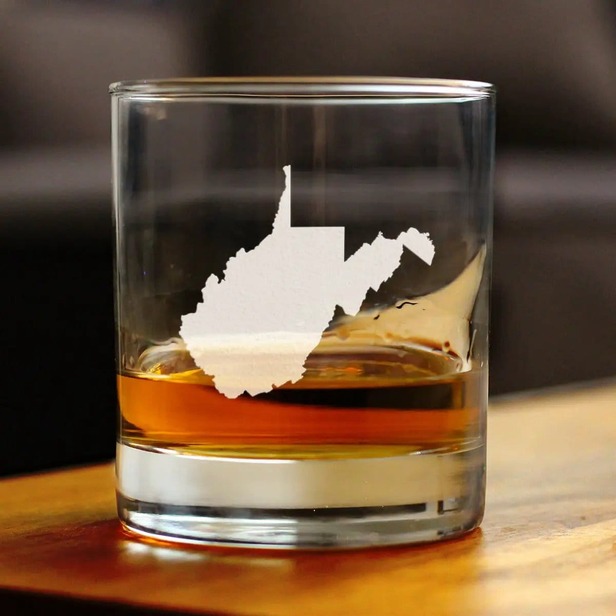 Etched Rocks Glass | 10.25 oz Whiskey Glass | Dishwasher Safe | West Virginia State Outline