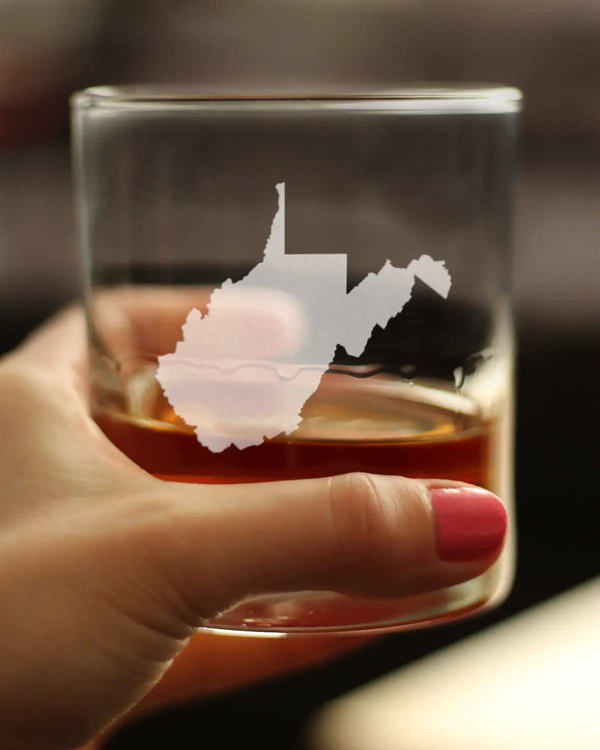 Etched Rocks Glass | 10.25 oz Whiskey Glass | Dishwasher Safe | West Virginia State Outline
