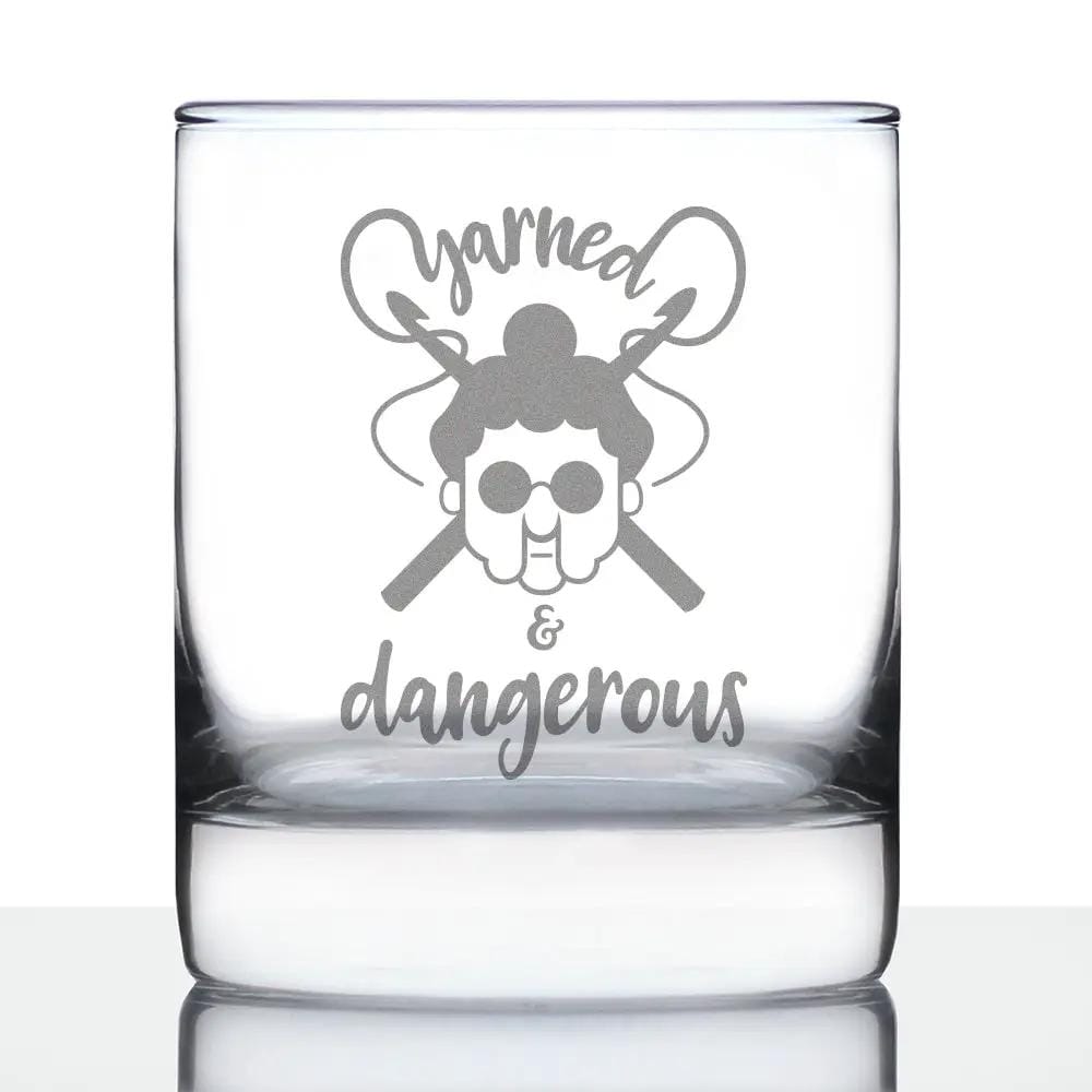 Etched Rocks Glass | 10 oz Whiskey Glass | Dishwasher Safe | Yarned & Dangerous