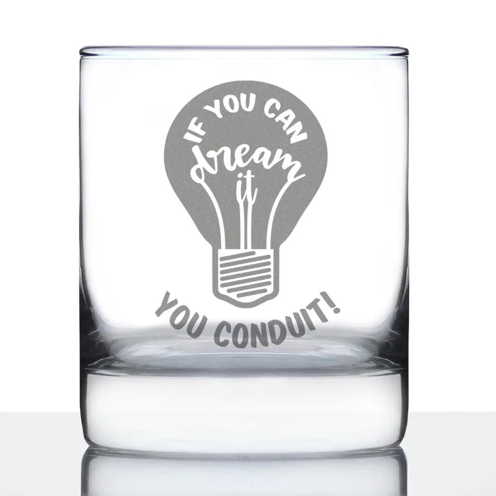 Etched Rocks Glass | 10.25 oz Whiskey Glass | Dishwasher Safe | If You Can Dream You Conduit